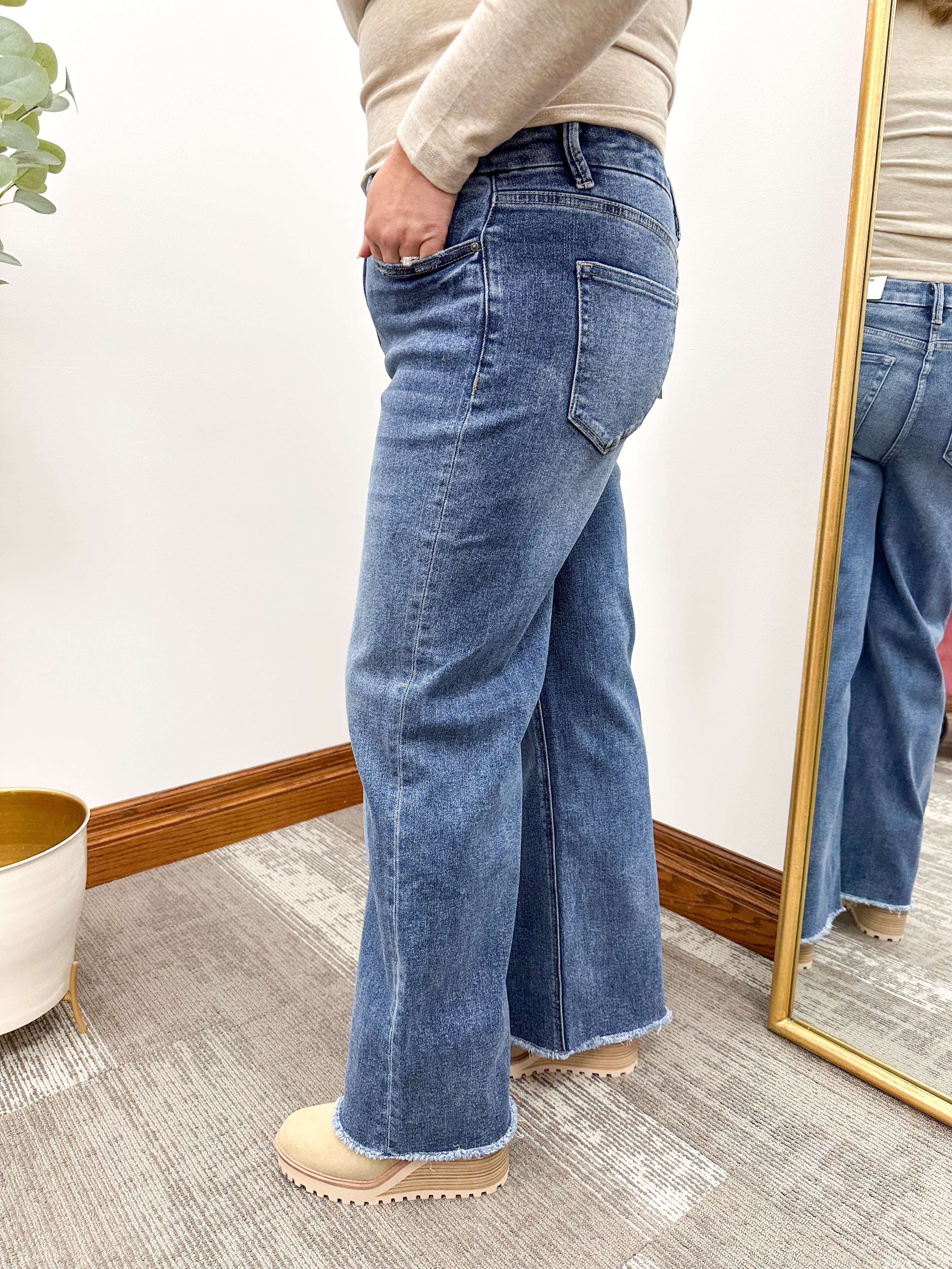 Dark Wash Super HR Wide Leg Jeans