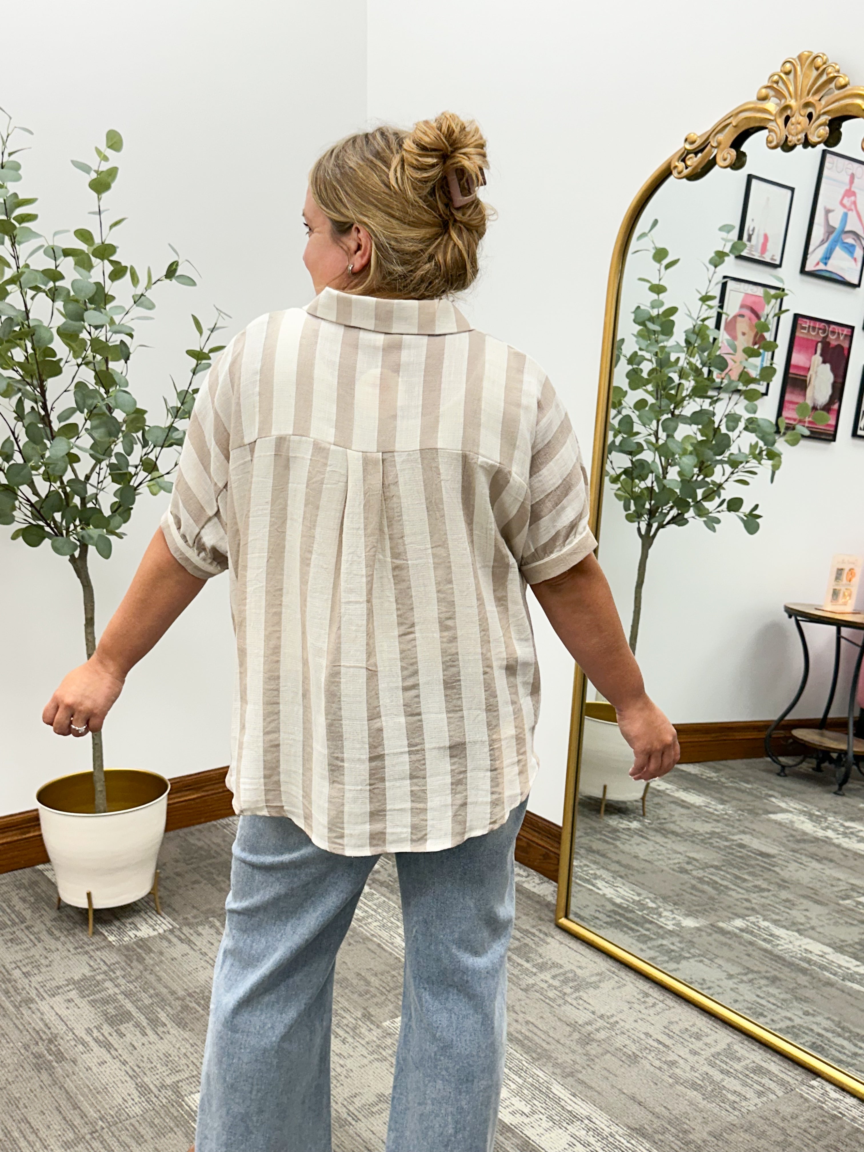 Neutral Striped Oversized Shirt