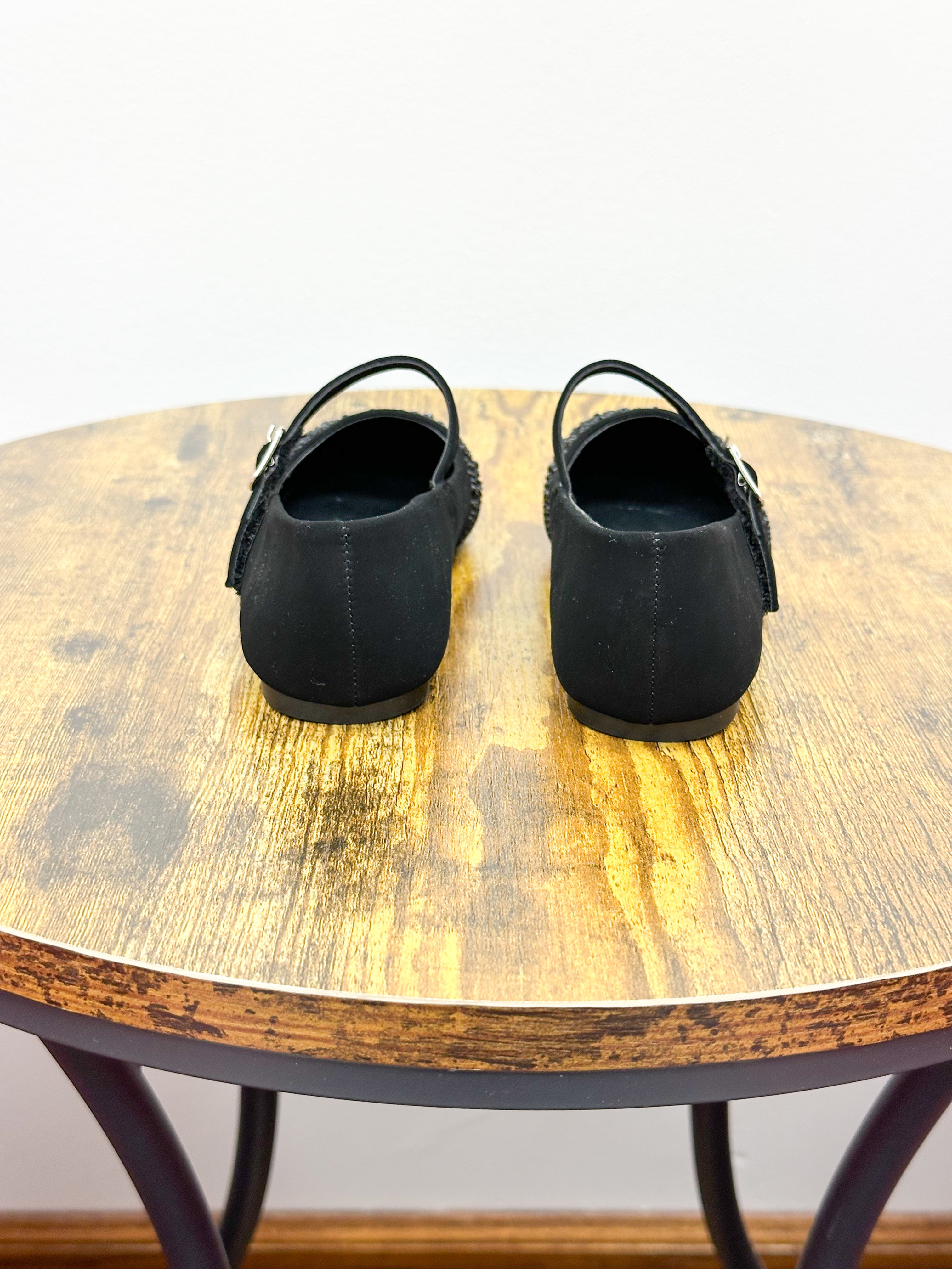 Girls Black Embellished Ballet Flats