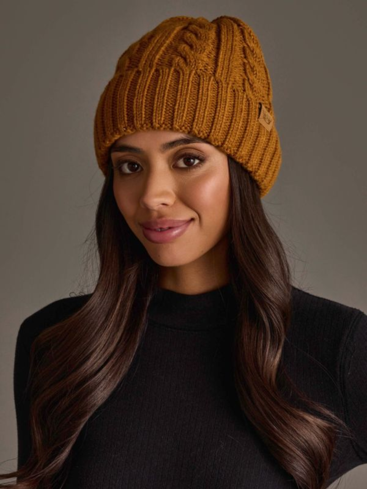 Mustard Cable Knit Beanie