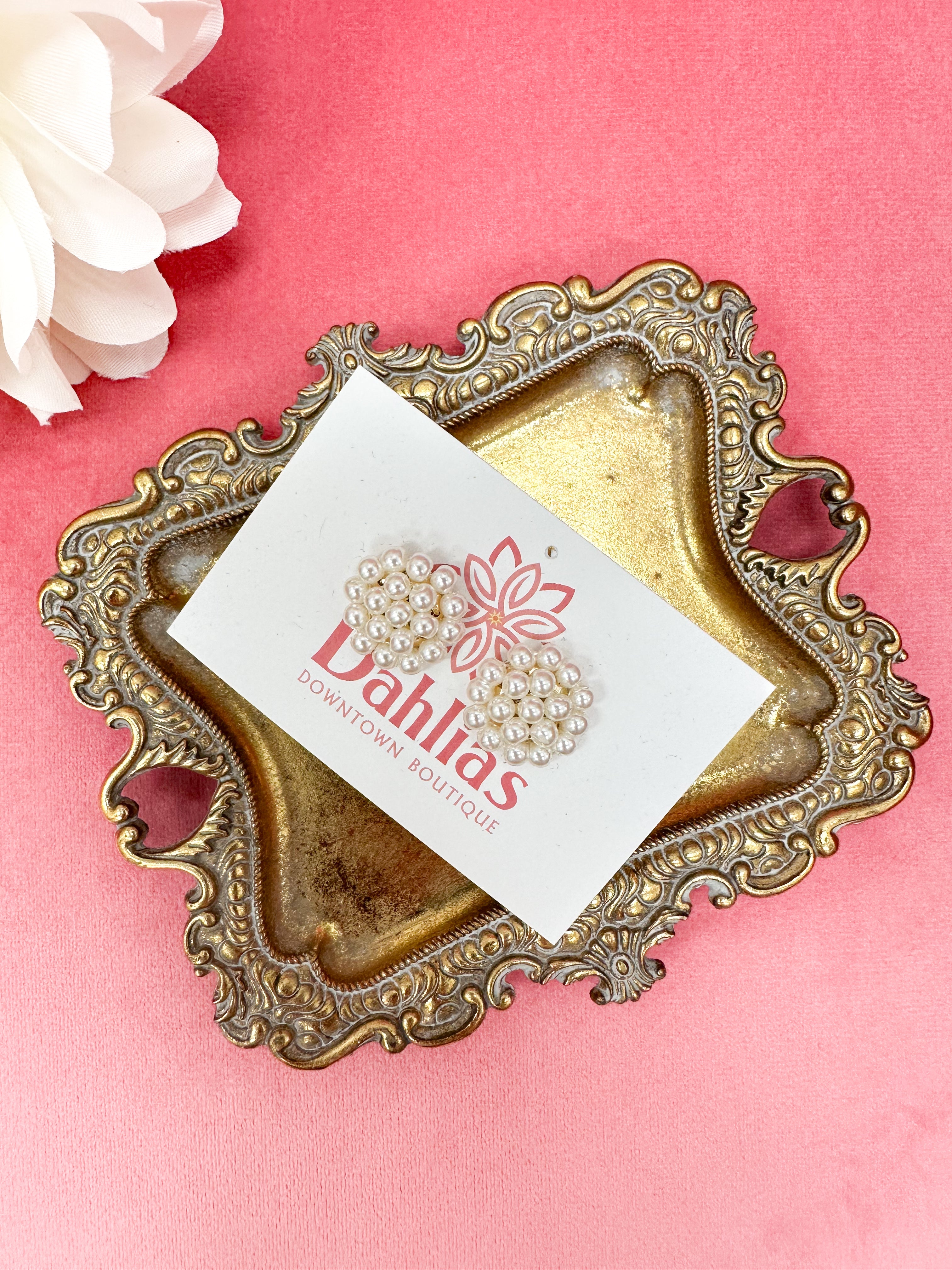 Pearl Cluster Stud Earrings