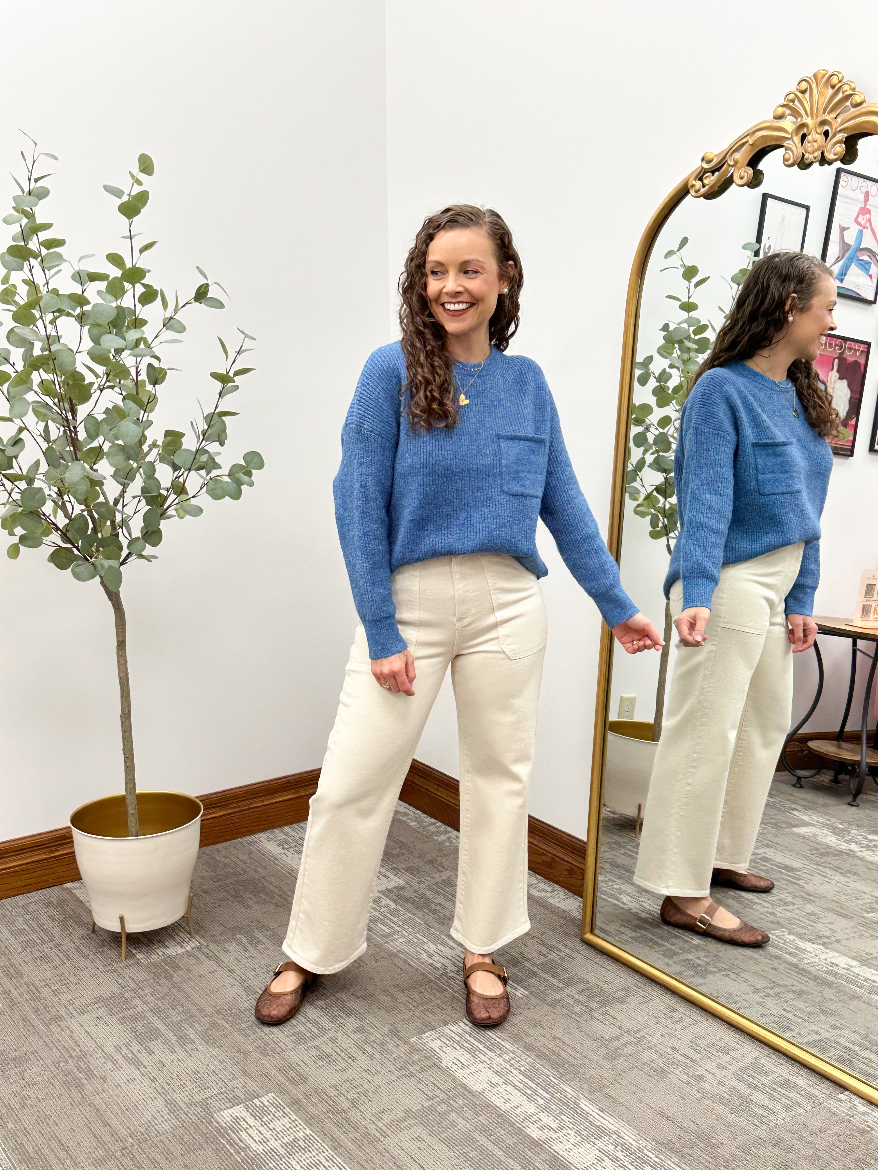 Blue Pocket Crewneck Sweater
