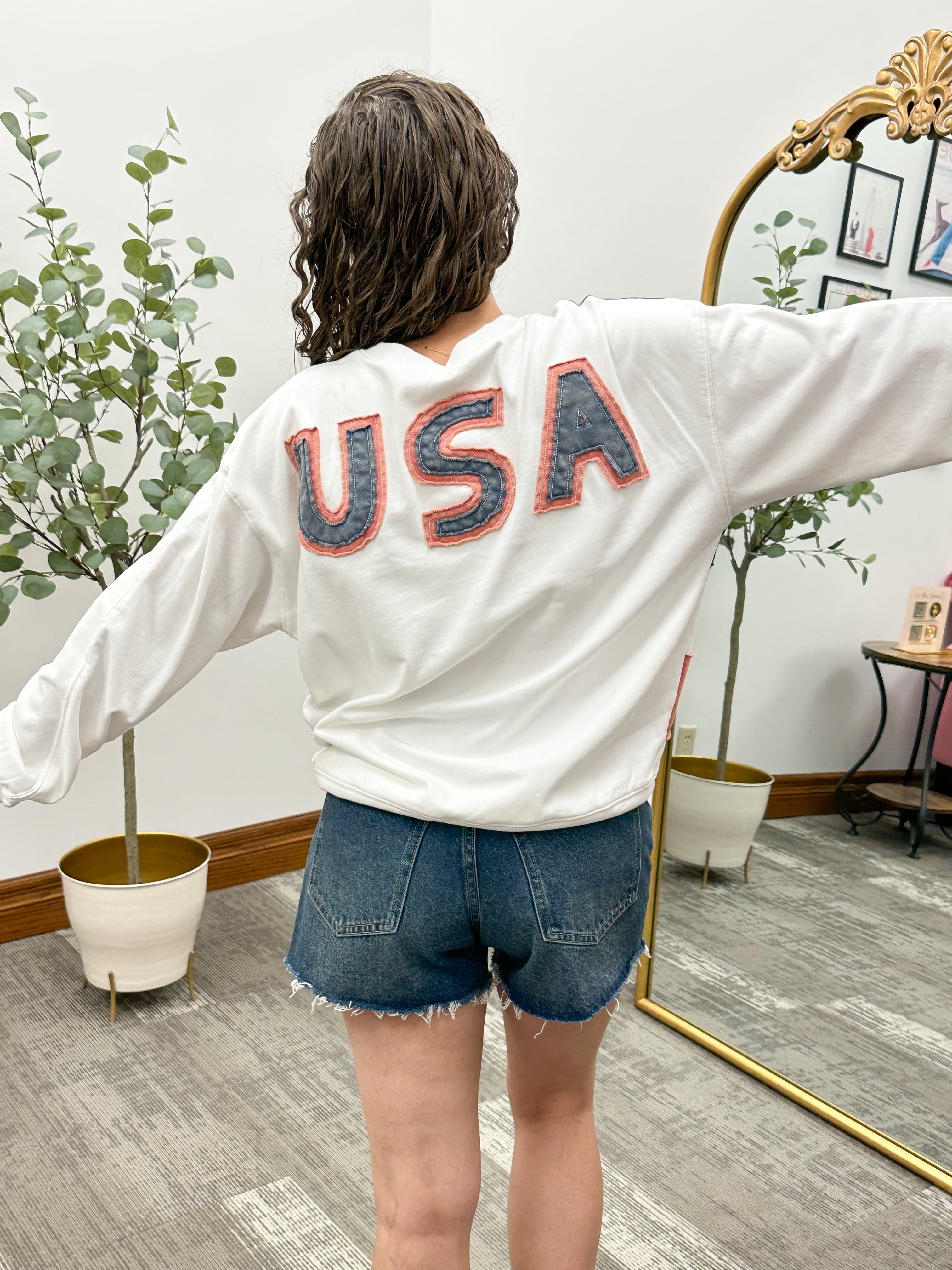 American Flag Patch Terry Sweatshirt