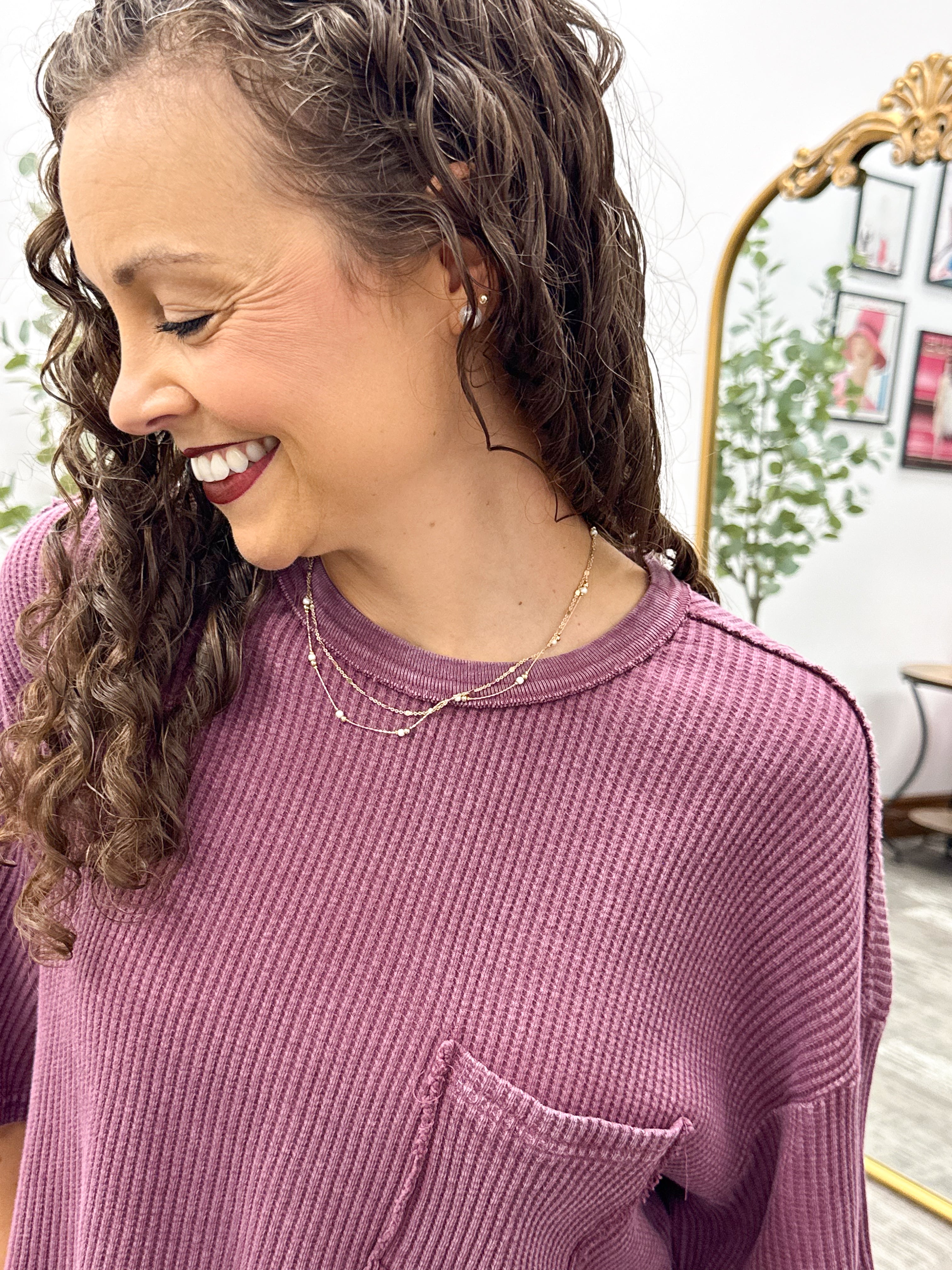 Short Sleeve Waffle Knit Top