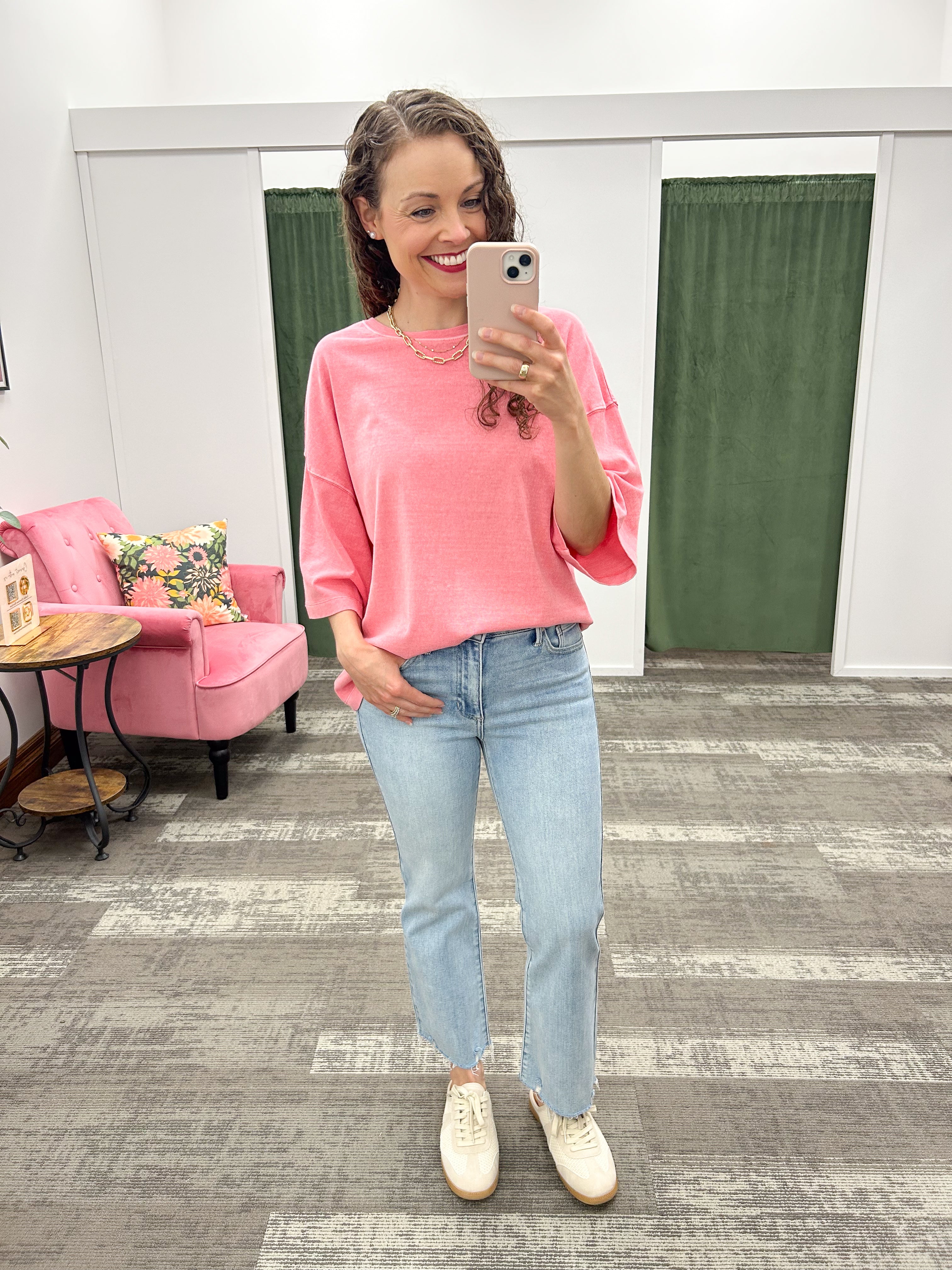 Washed Coral Oversized T-Shirt