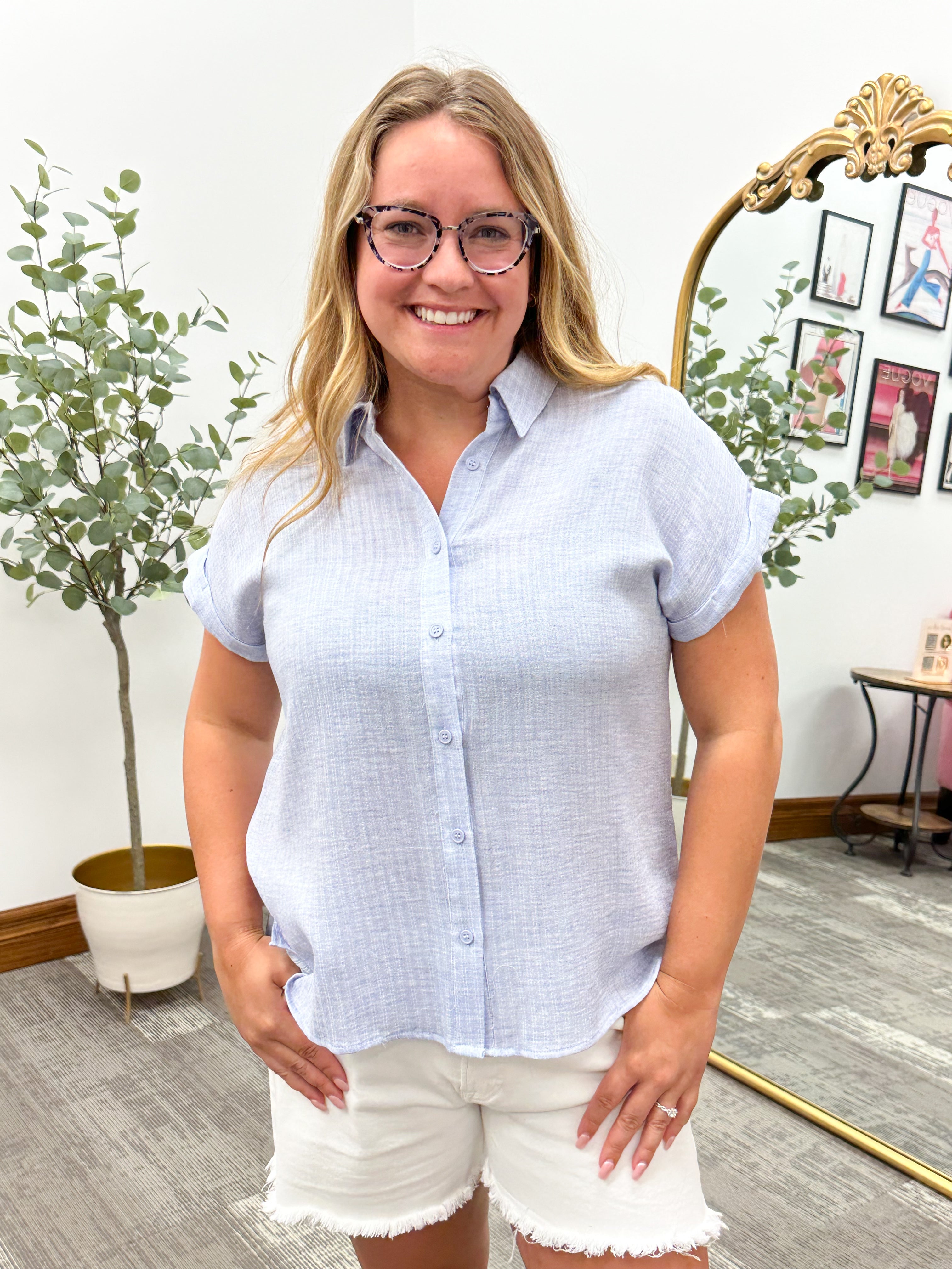 Light Blue Button Up Top
