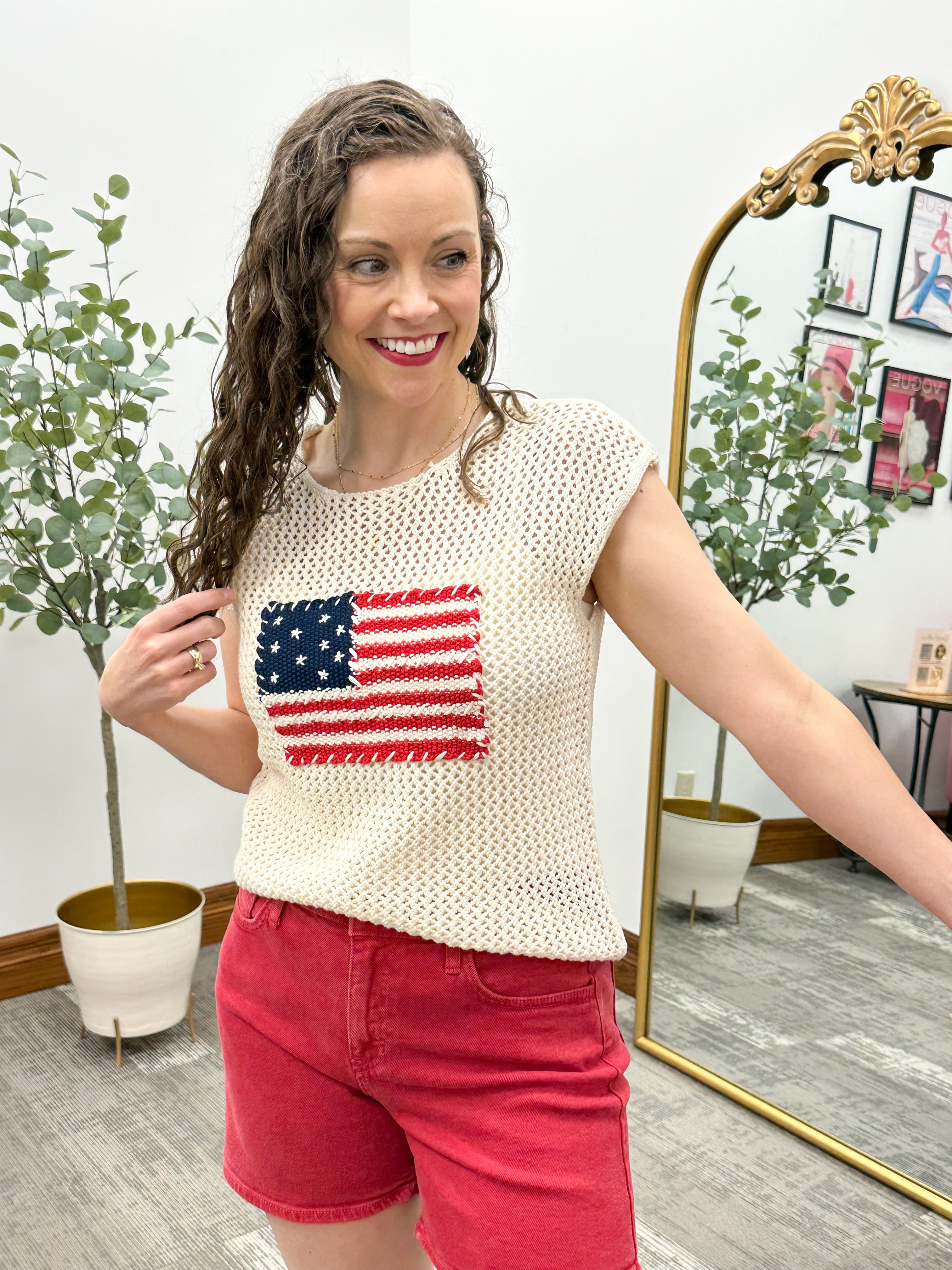 American Flag Sleeveless Sweater 