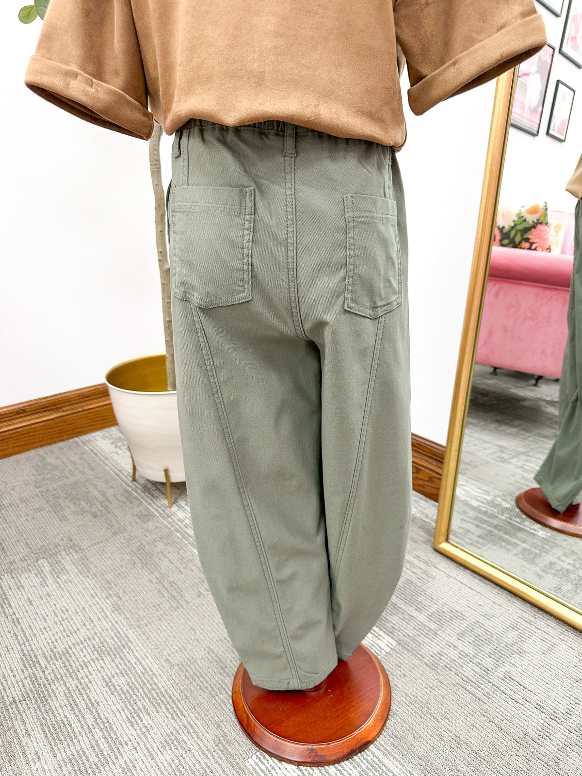 Girls Olive Barrel Pants
