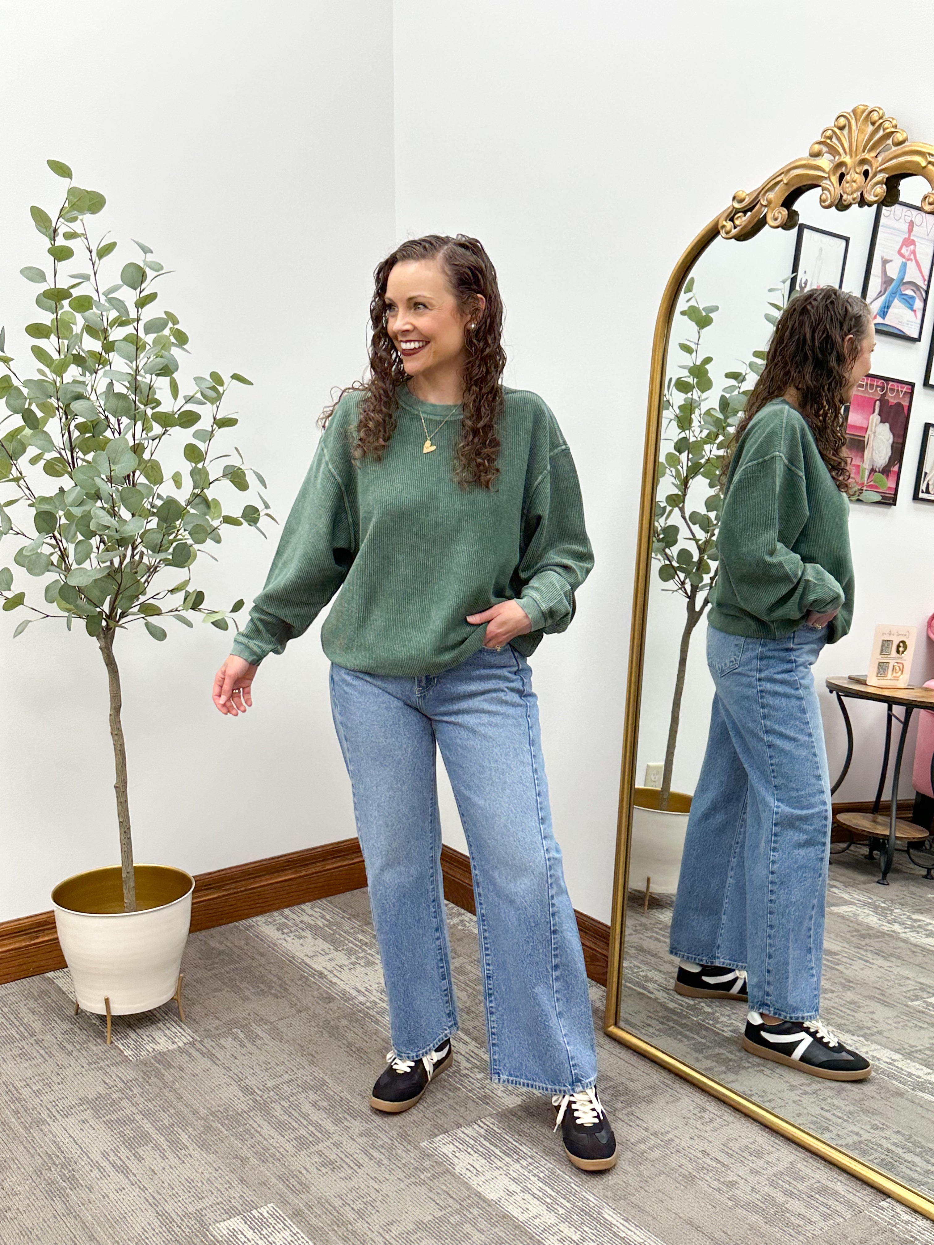 Tabitha Oversized Corded Crewneck Sweatshirt
