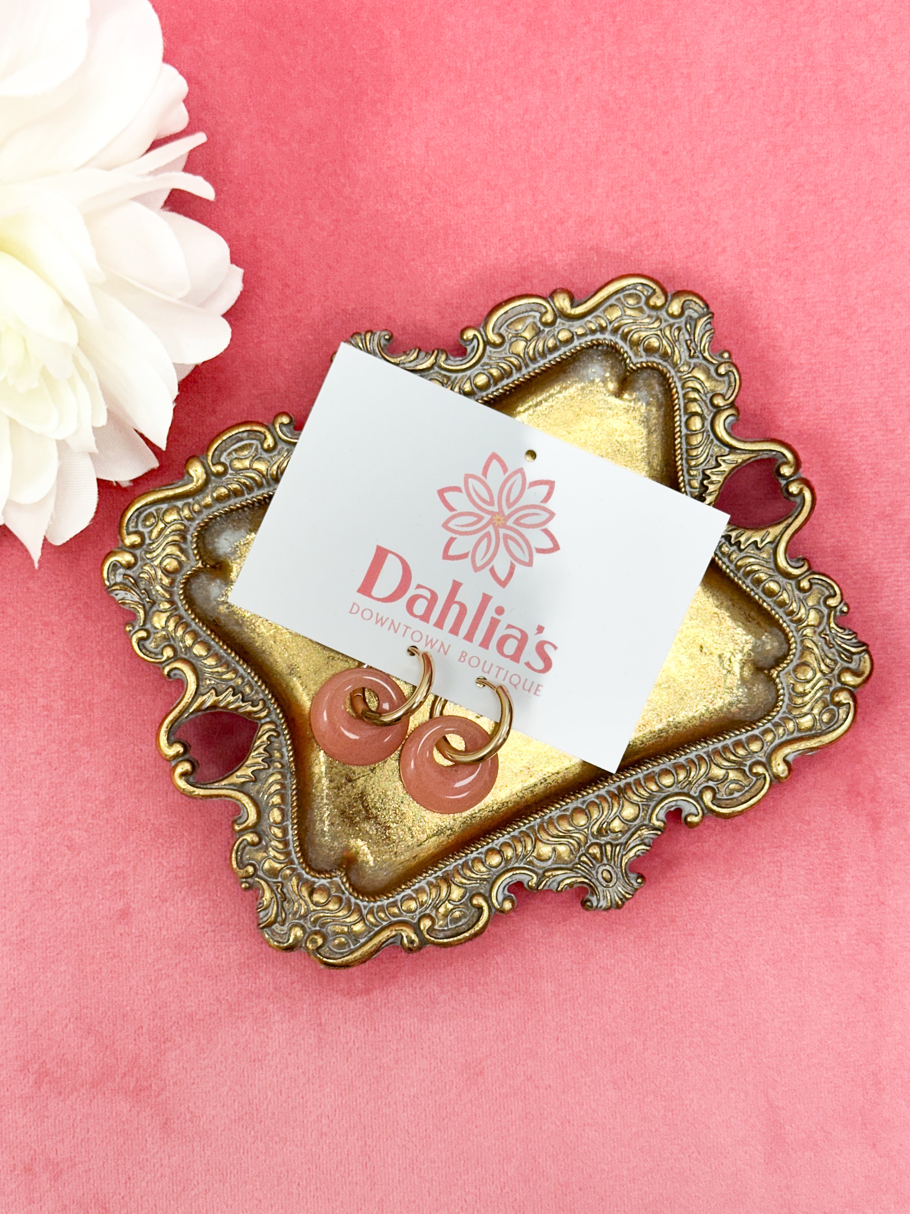 Oval Resin Charm Hoop Earrings