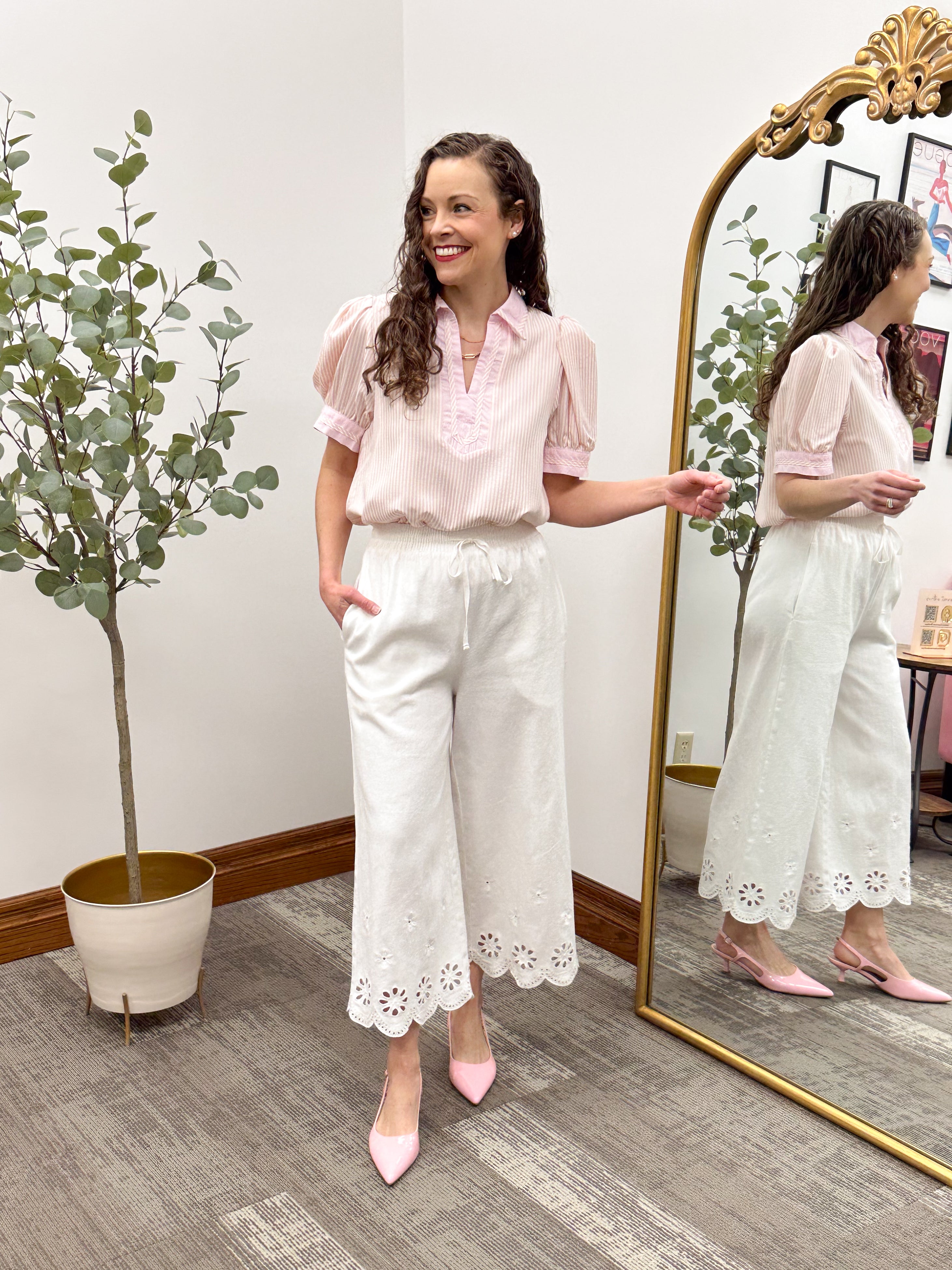 White Wide Leg Culotte Pants
