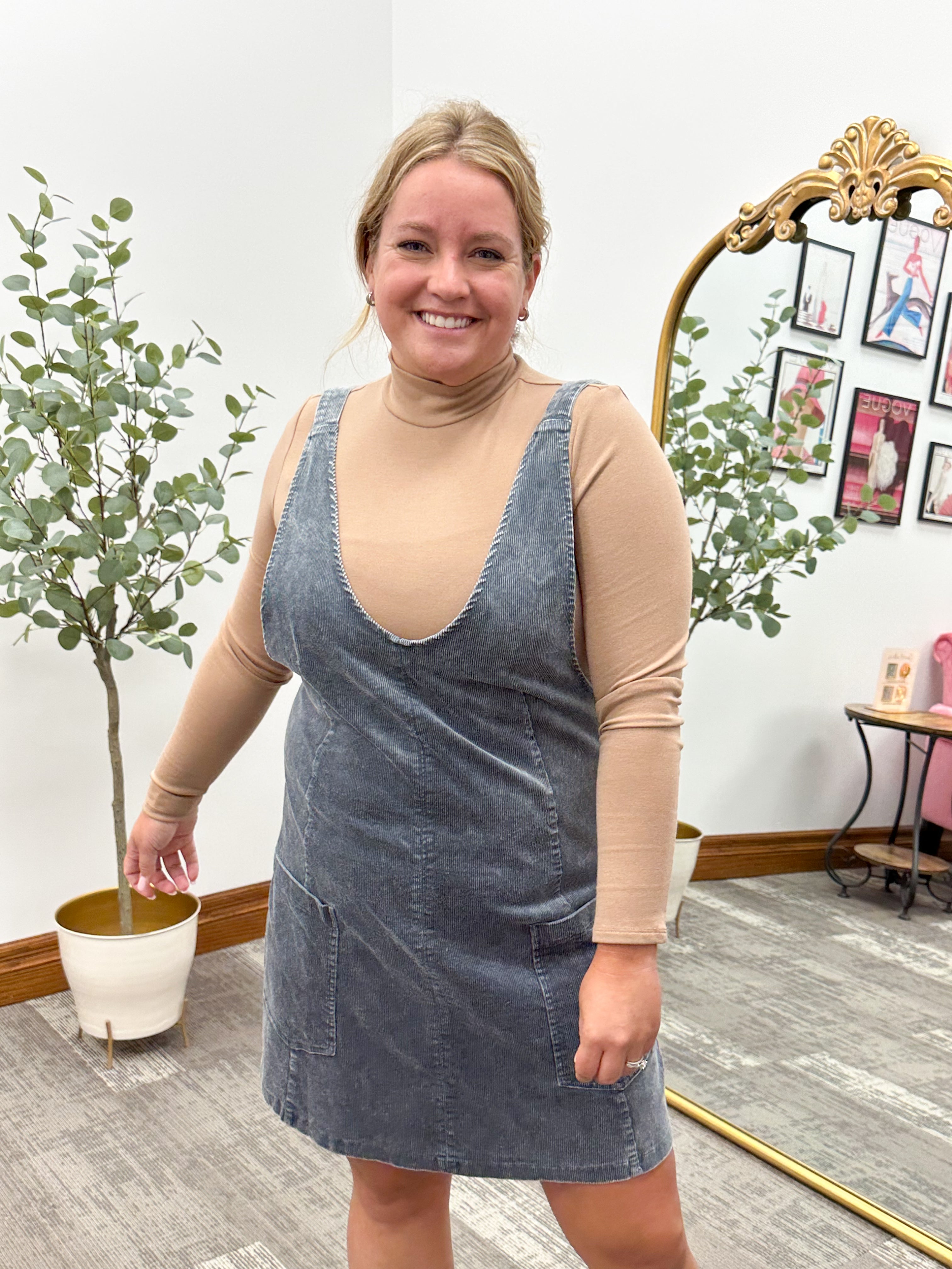 Corduroy Jumper Dress With Adjustable Straps