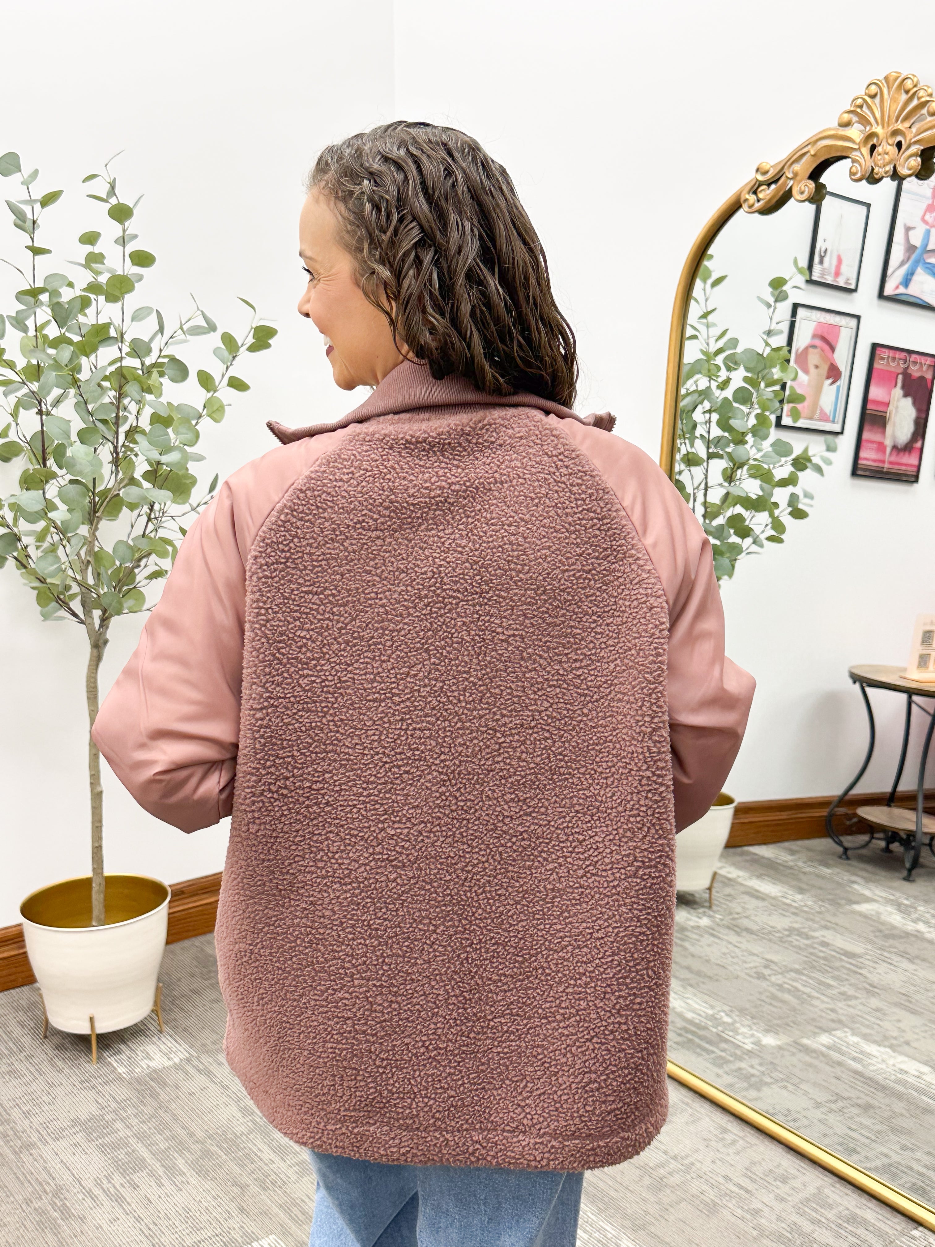 Sherpa Zip Up Long Bomber Jacket