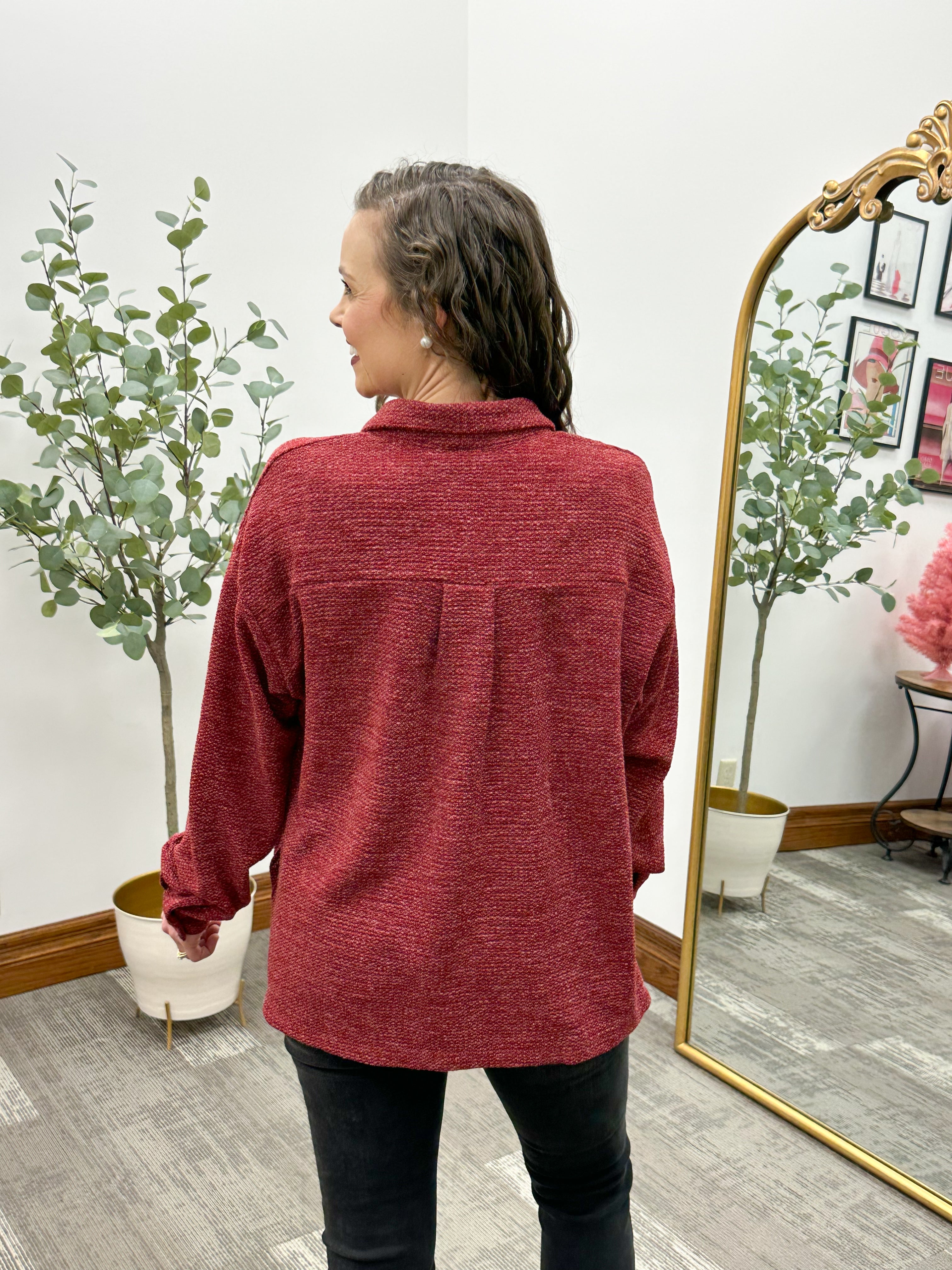 Burgundy Button Up Shacket