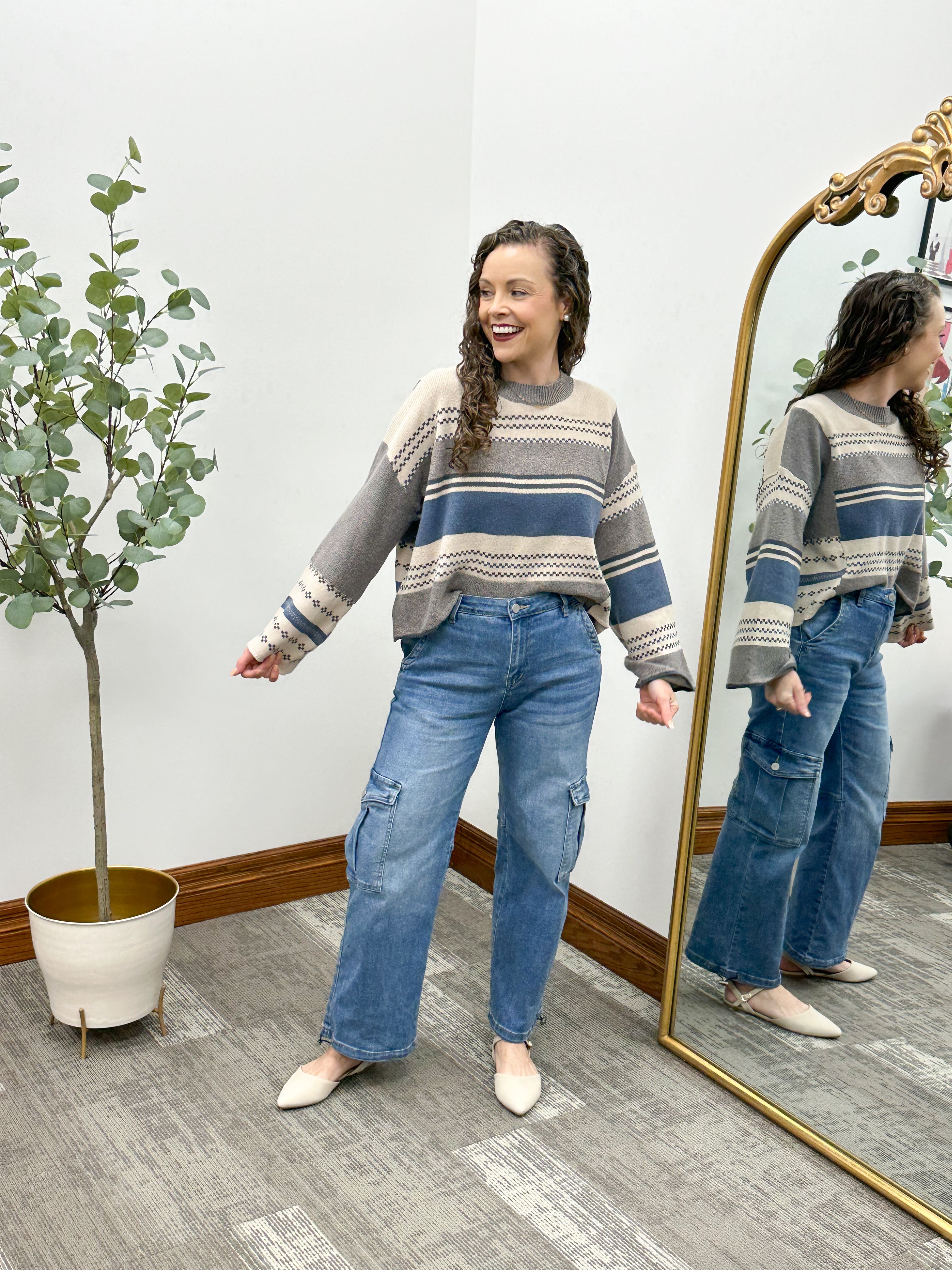 Vintage Style Striped Cropped Sweater