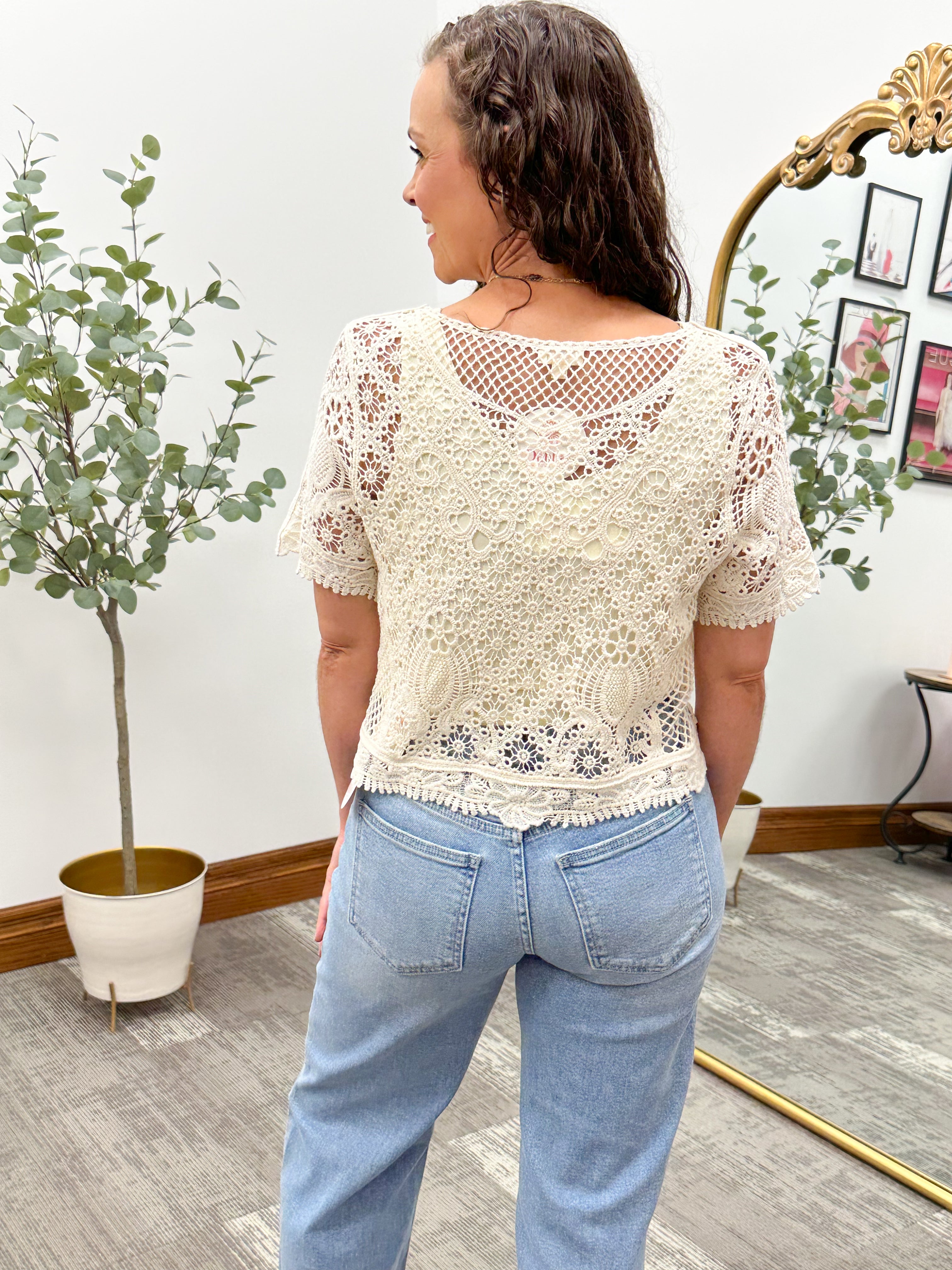 Short Sleeve Crochet Top