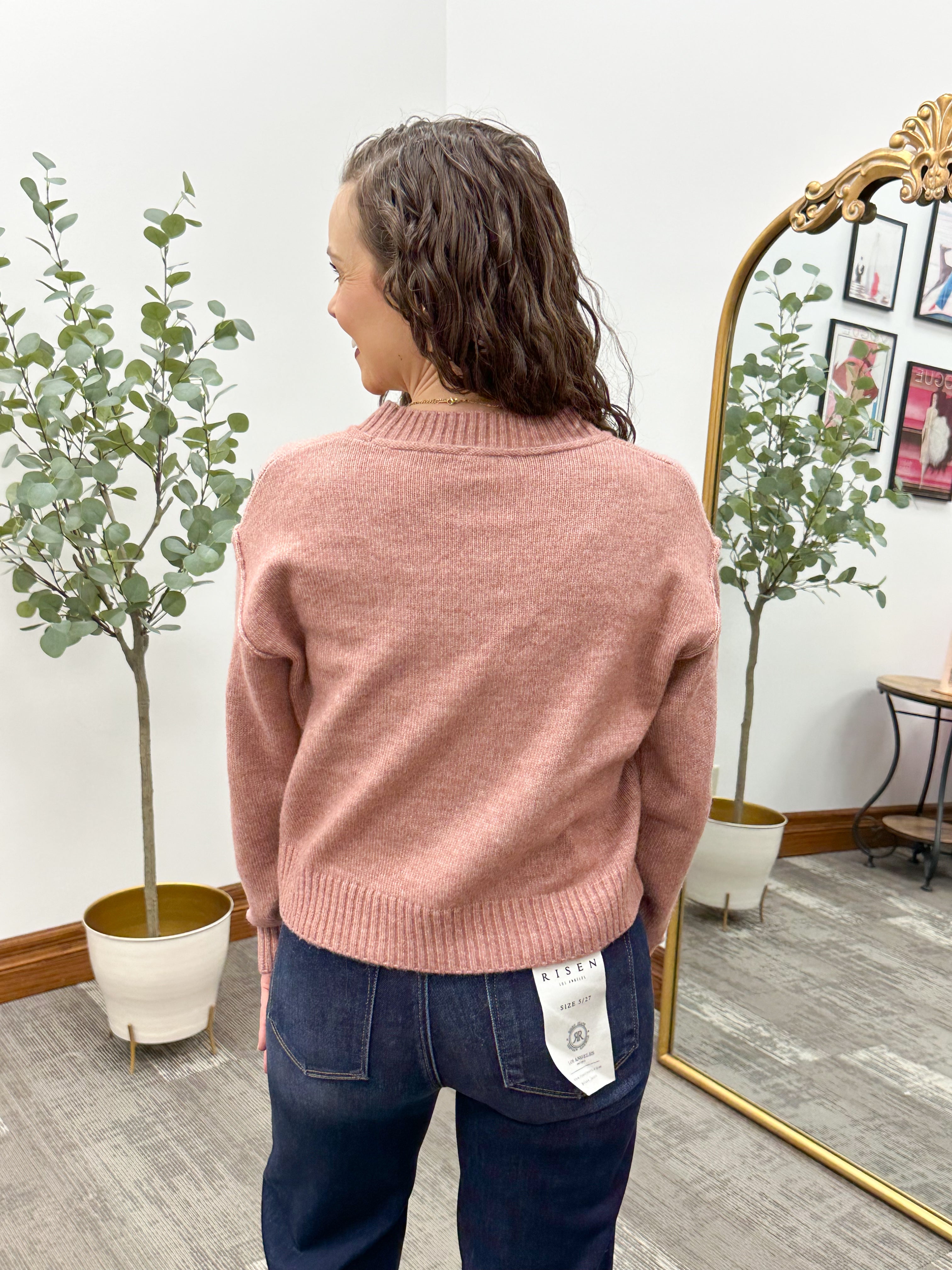 Mauve Split Hem Sweater