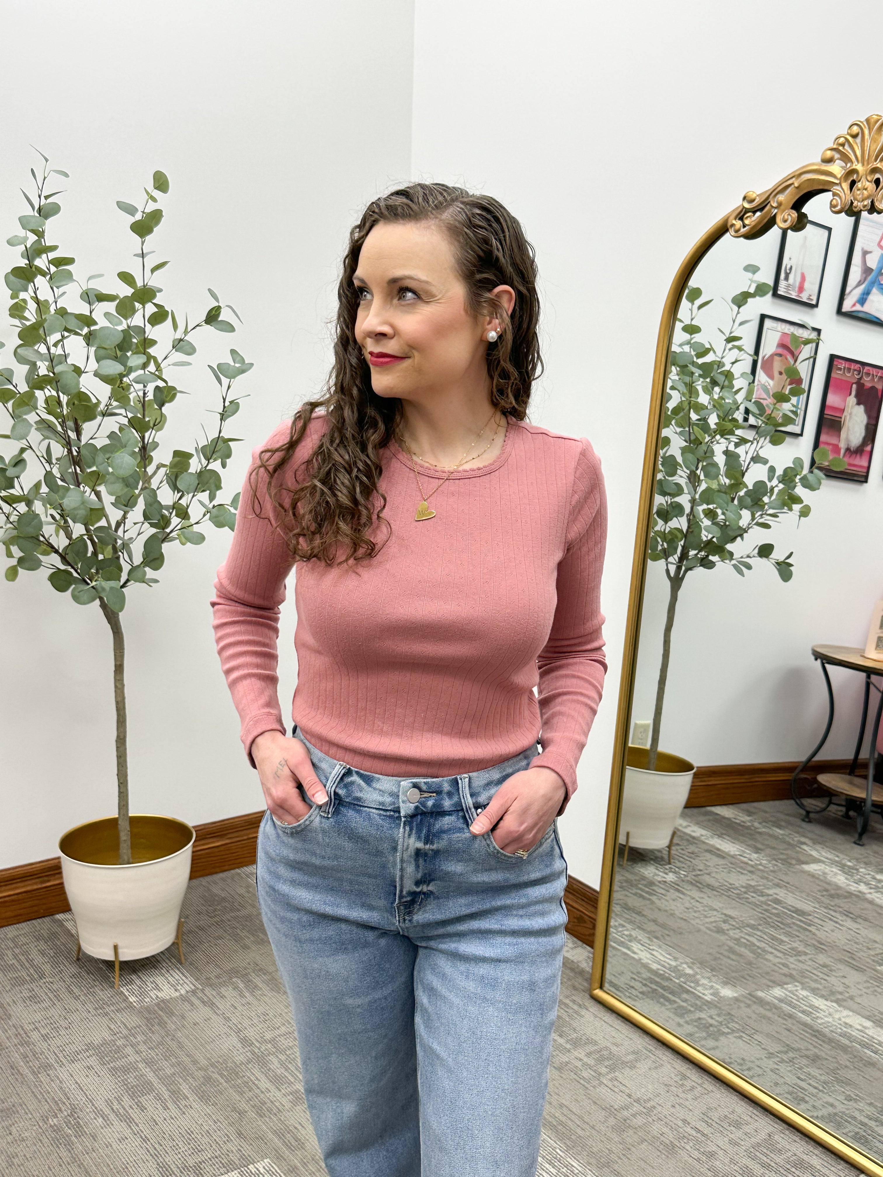 Luisa Pointelle Long Sleeve Top, Thread & Supply Top