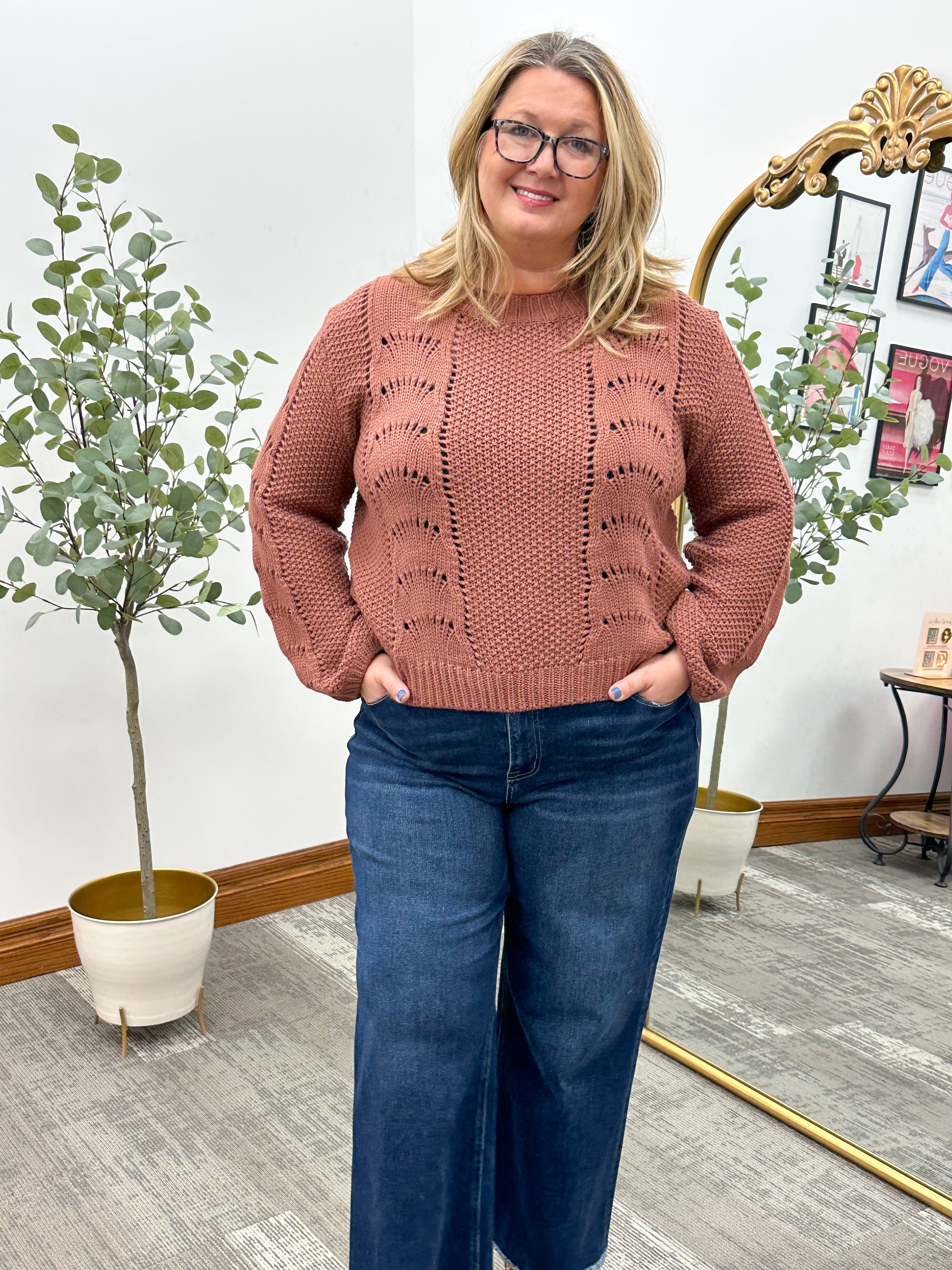 Dark Mauve Crochet Sweater