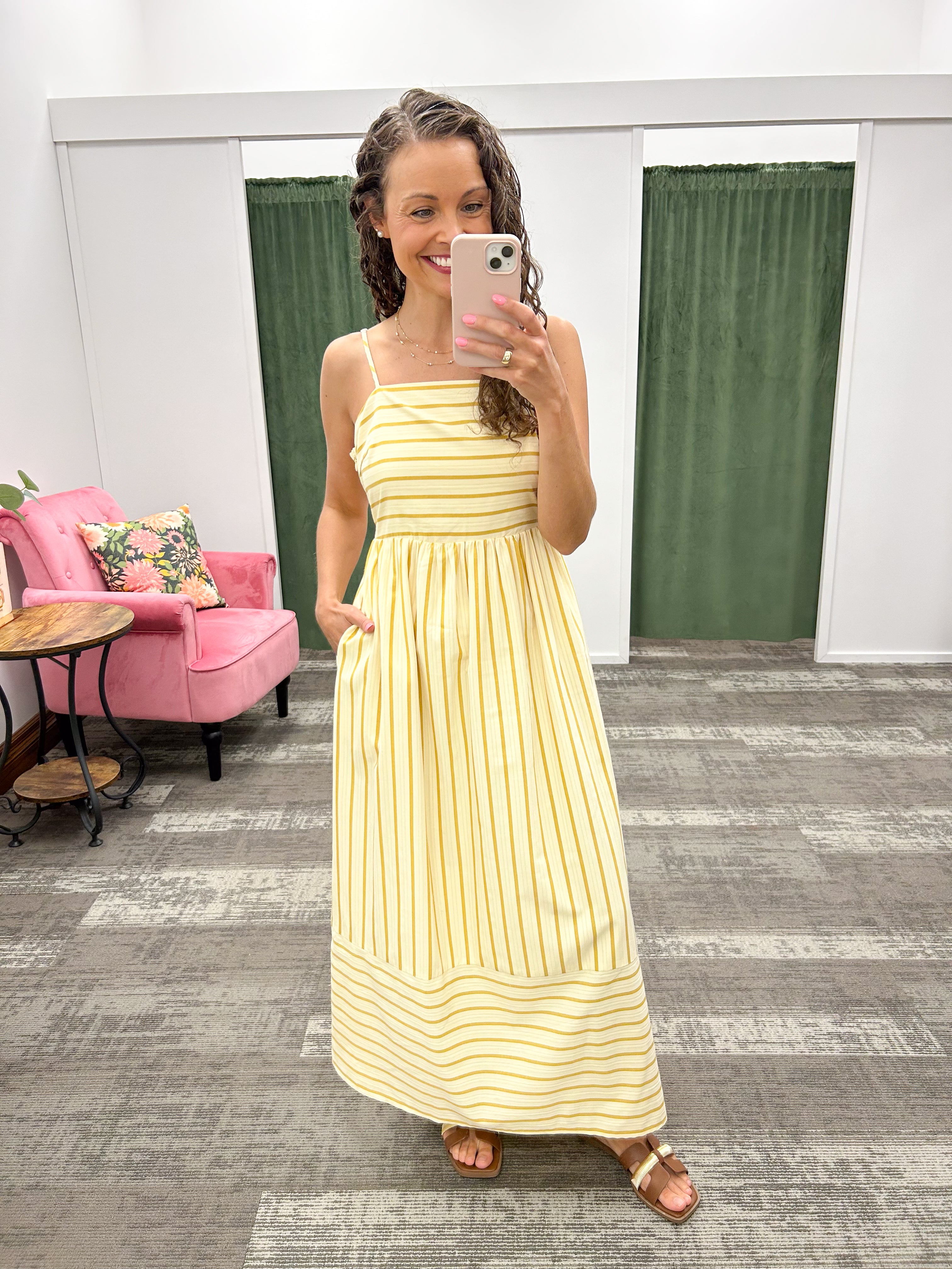 Honey Yellow Striped Maxi Dress