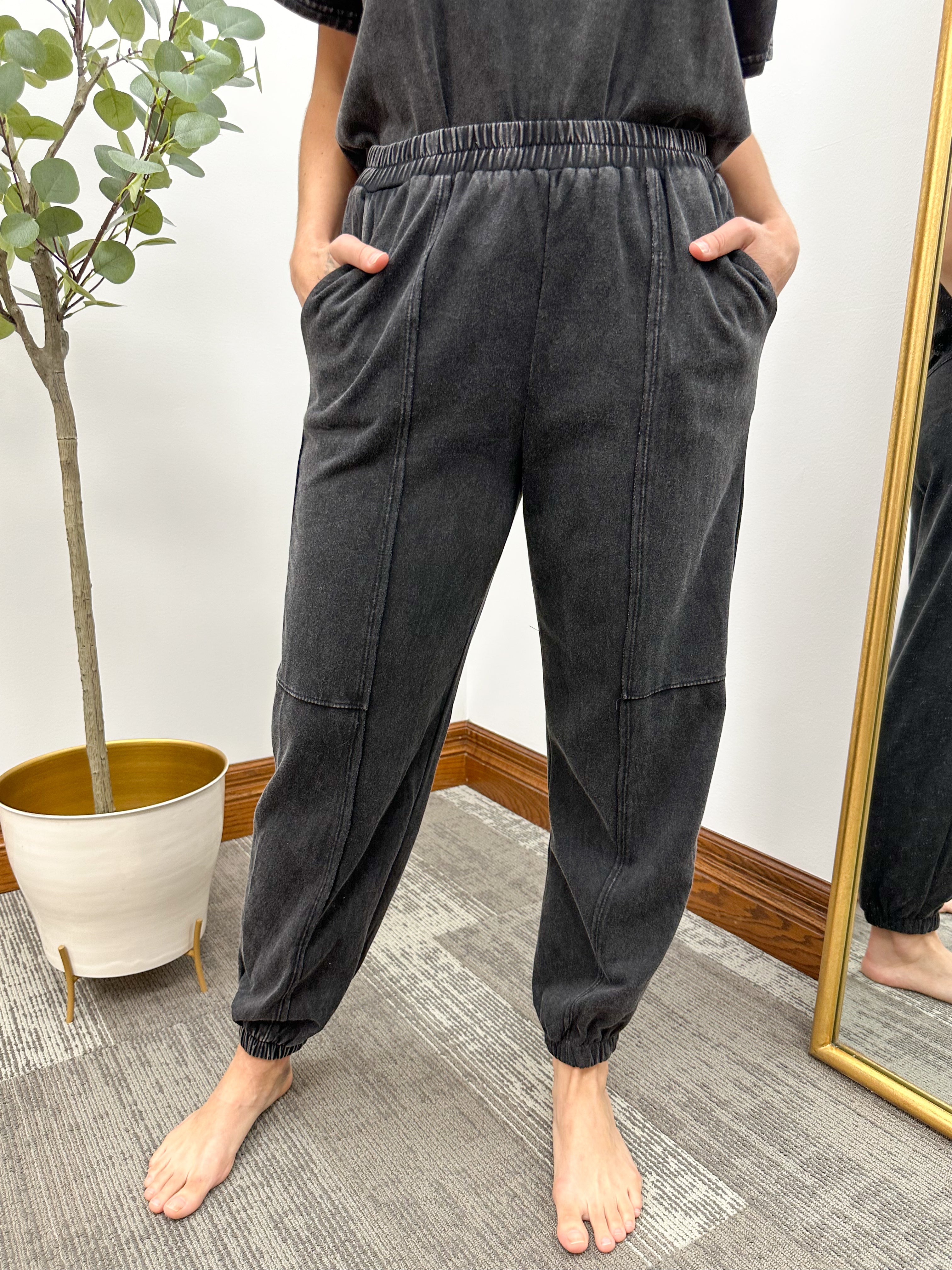 Washed Black Joggers That Have A Matching Top