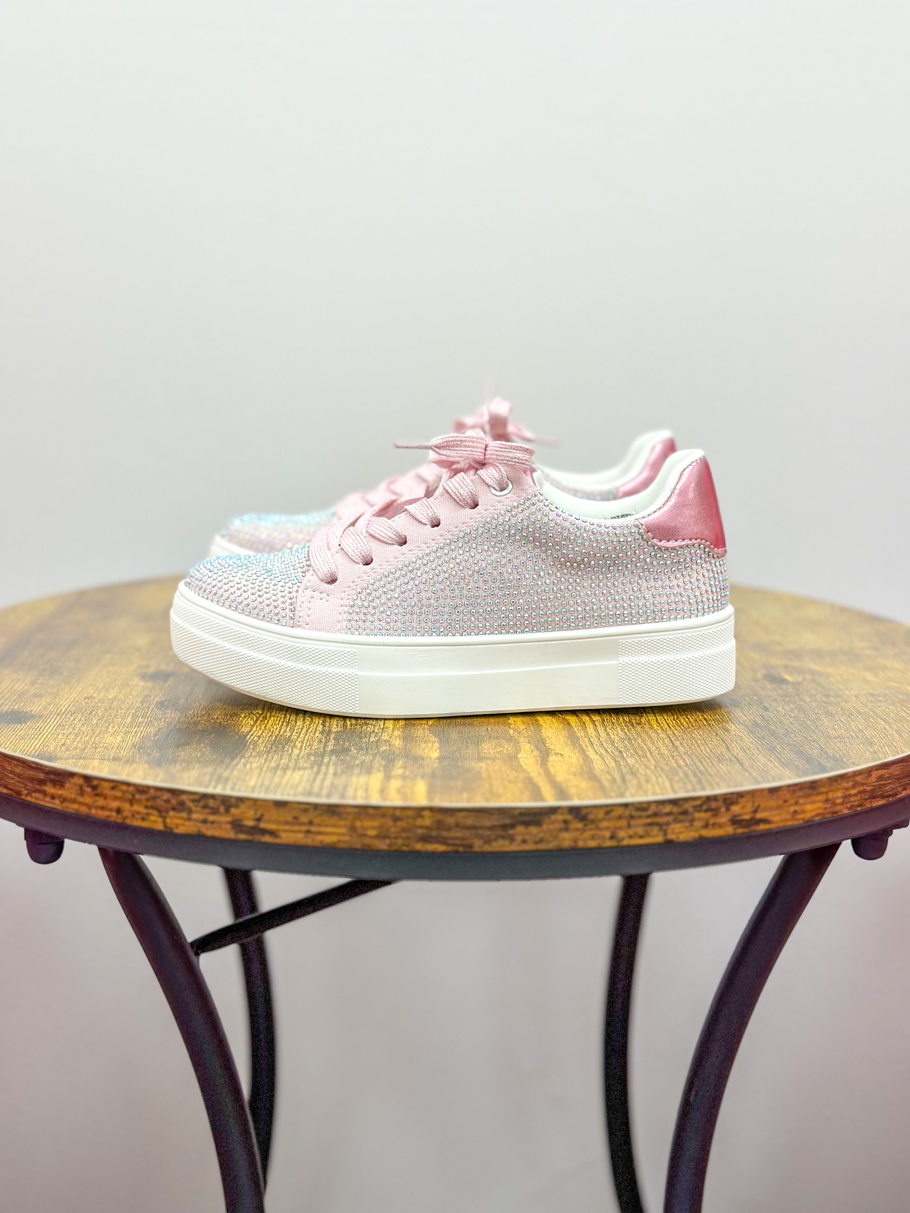 Girls Pink Sparkle Sneakers