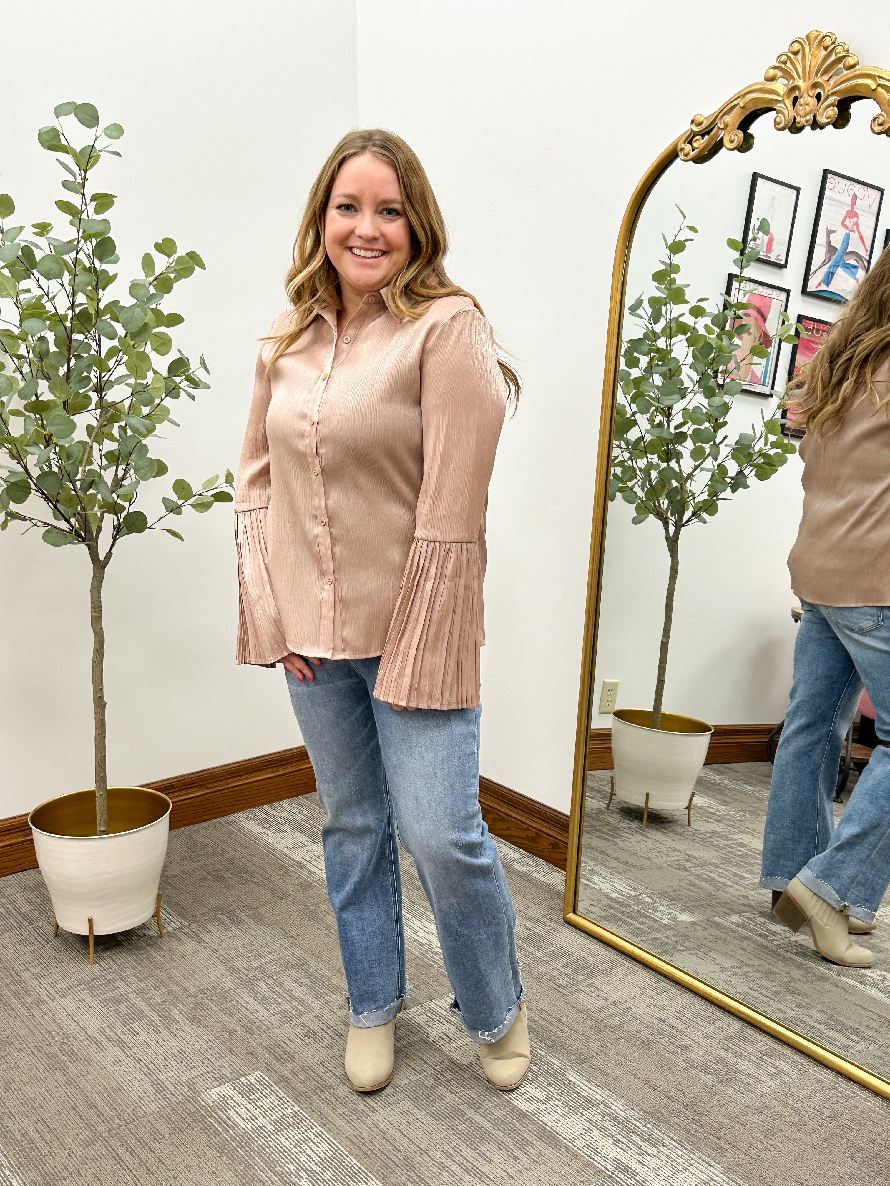 Melissa Blush Metallic Blouse