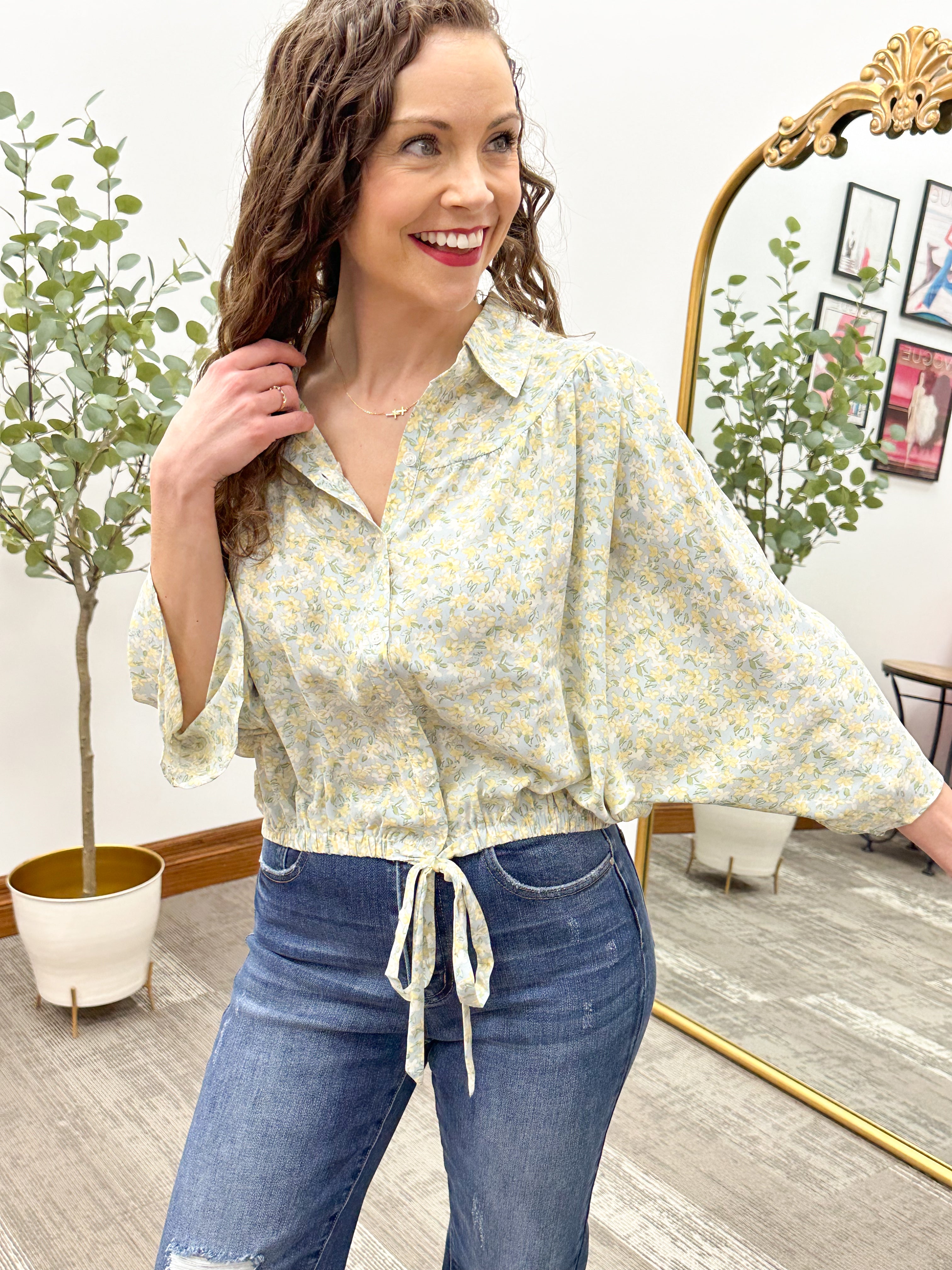 Margo Floral Cropped Blouse