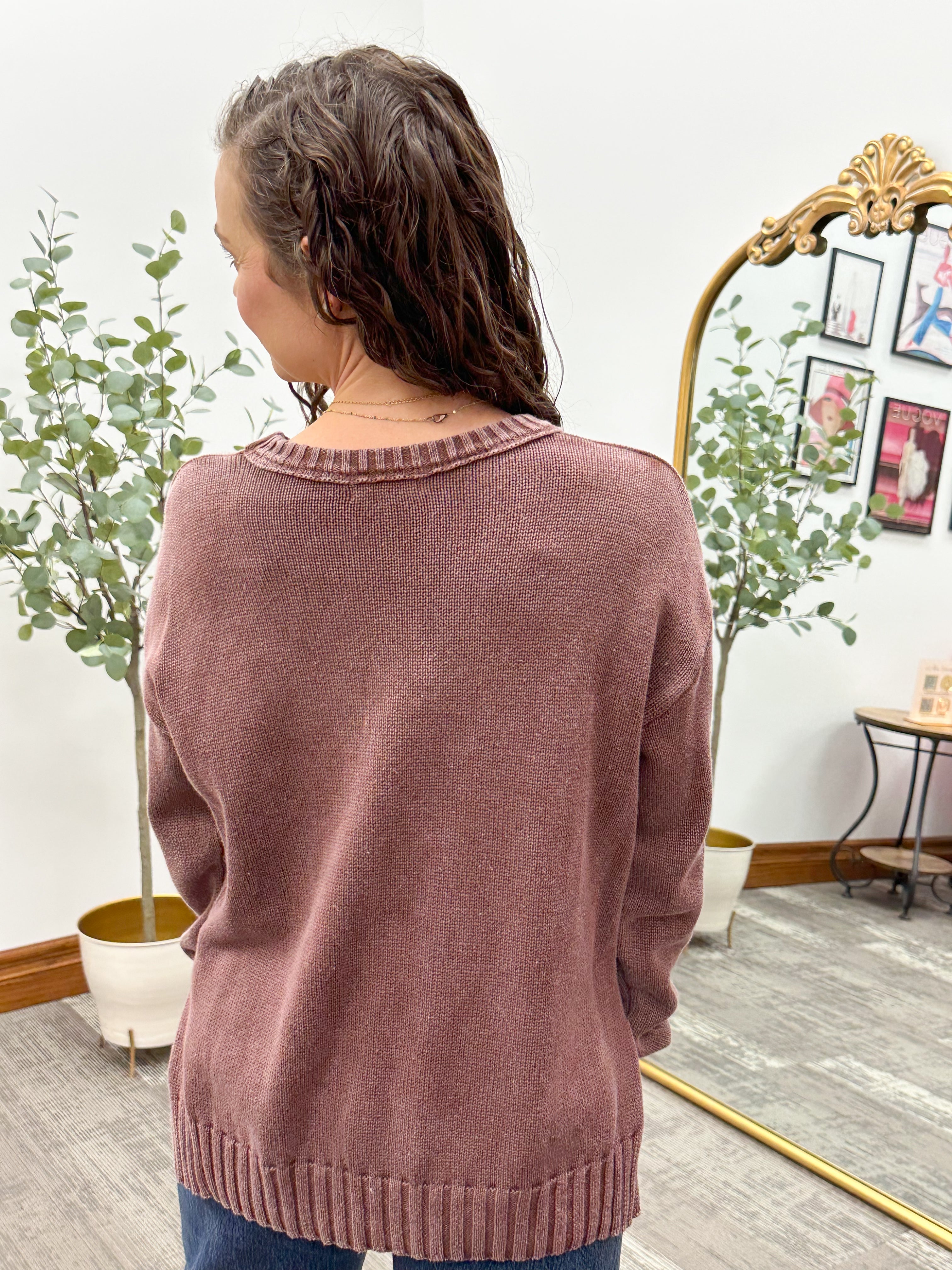 Oversized Washed Brown Sweater