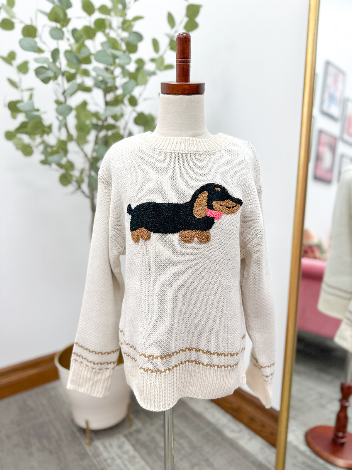 Girls Dachshund Knit Sweater