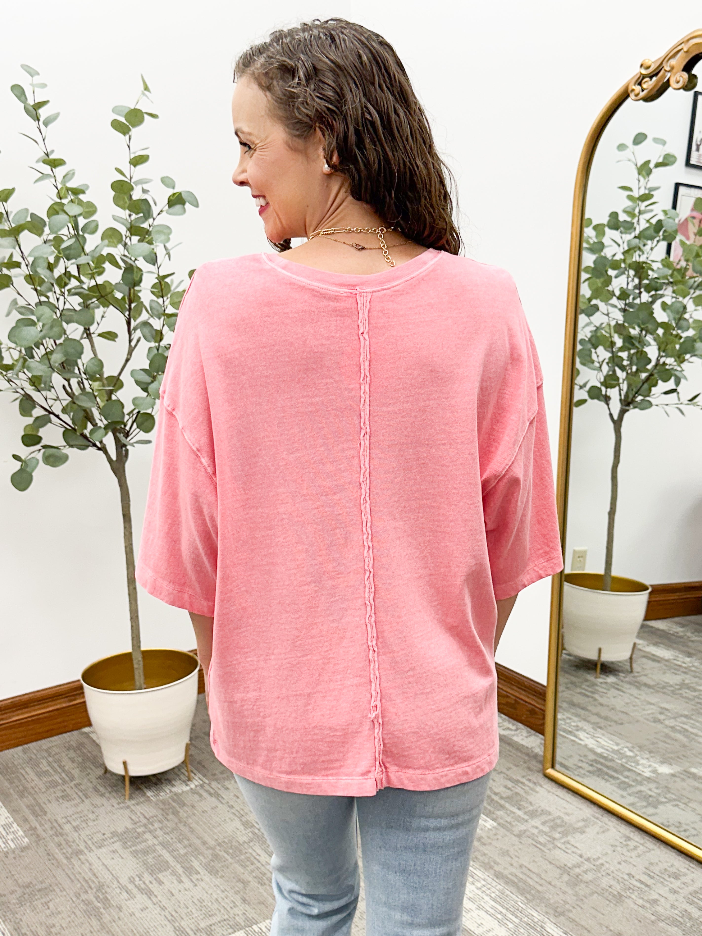 Washed Coral Oversized T-Shirt