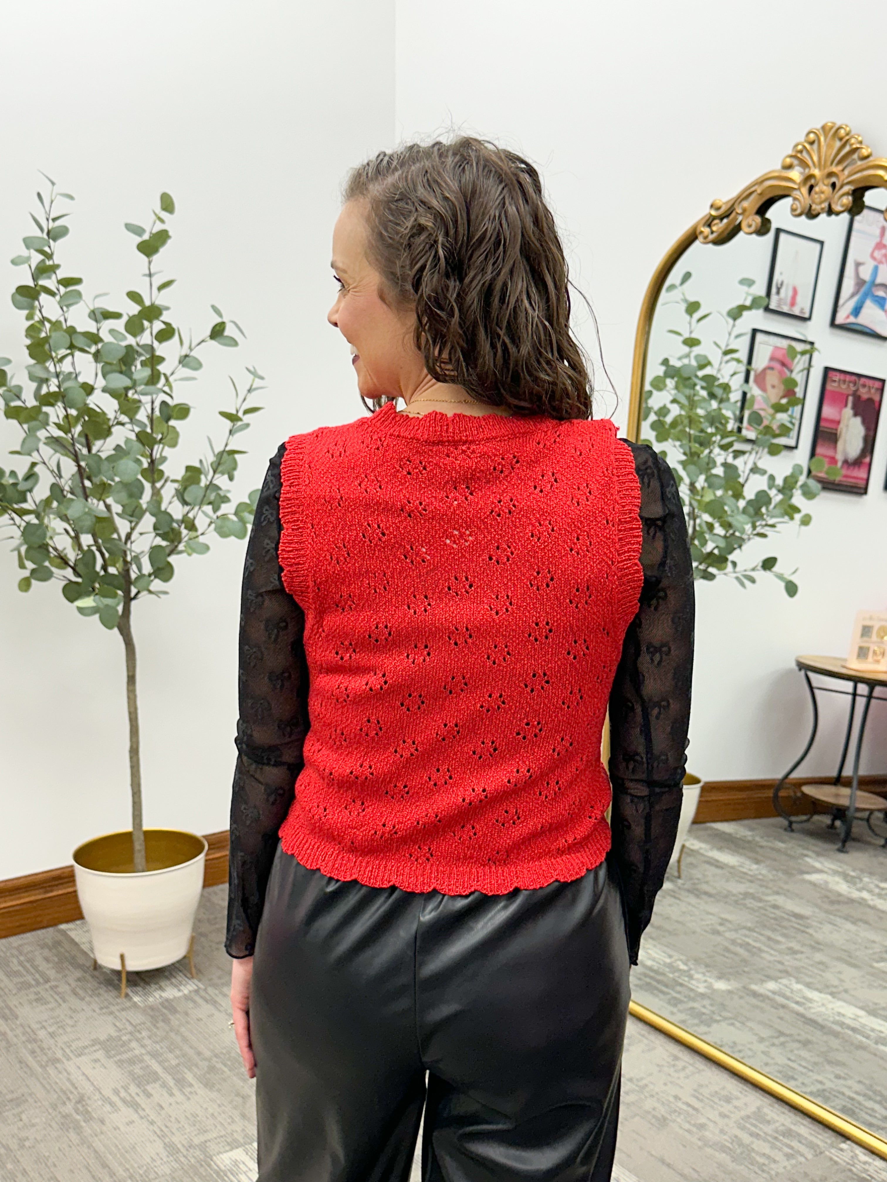 Red Button Down Sweater Vest