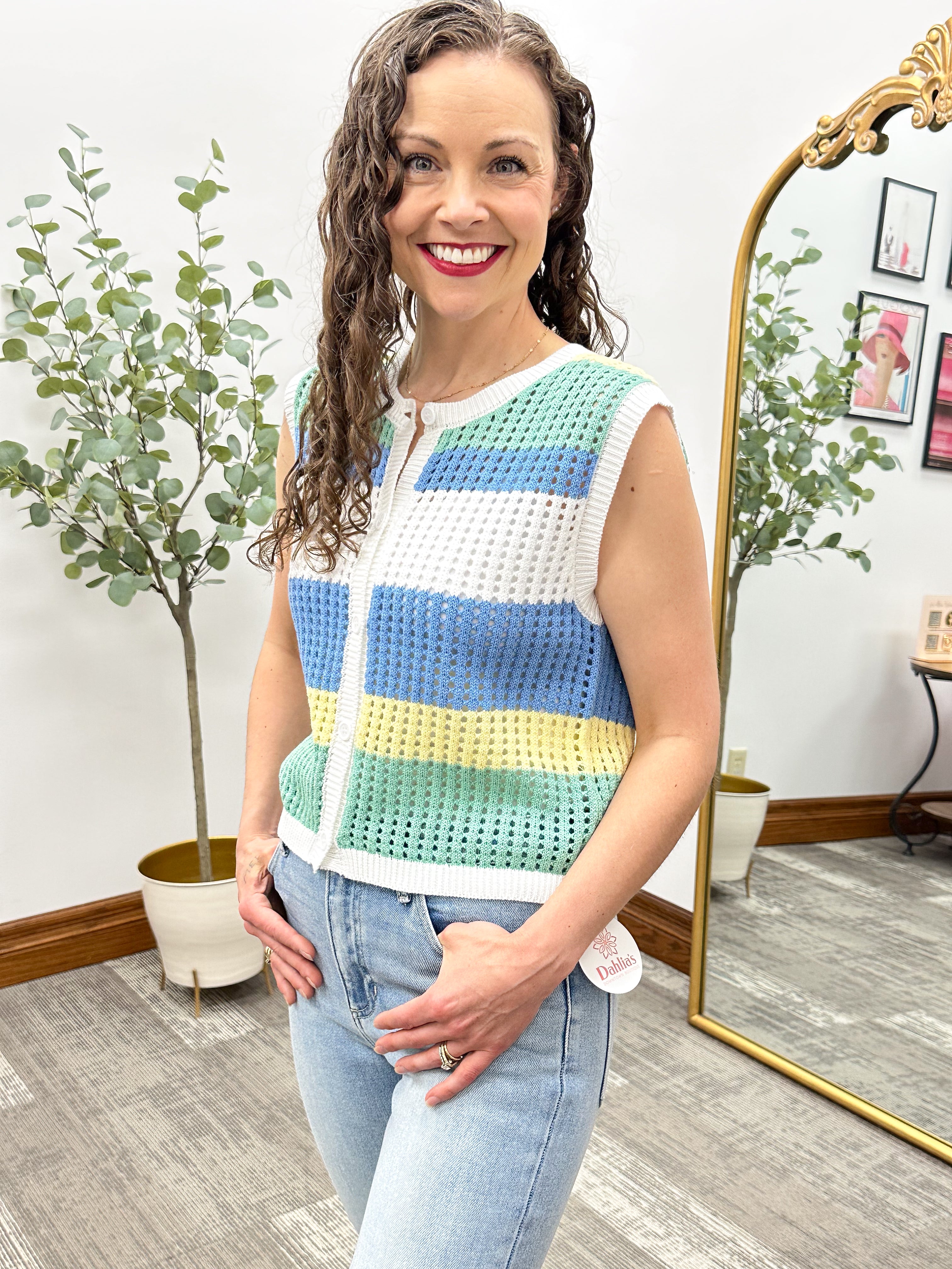 Color Block Knit Sweater Vest