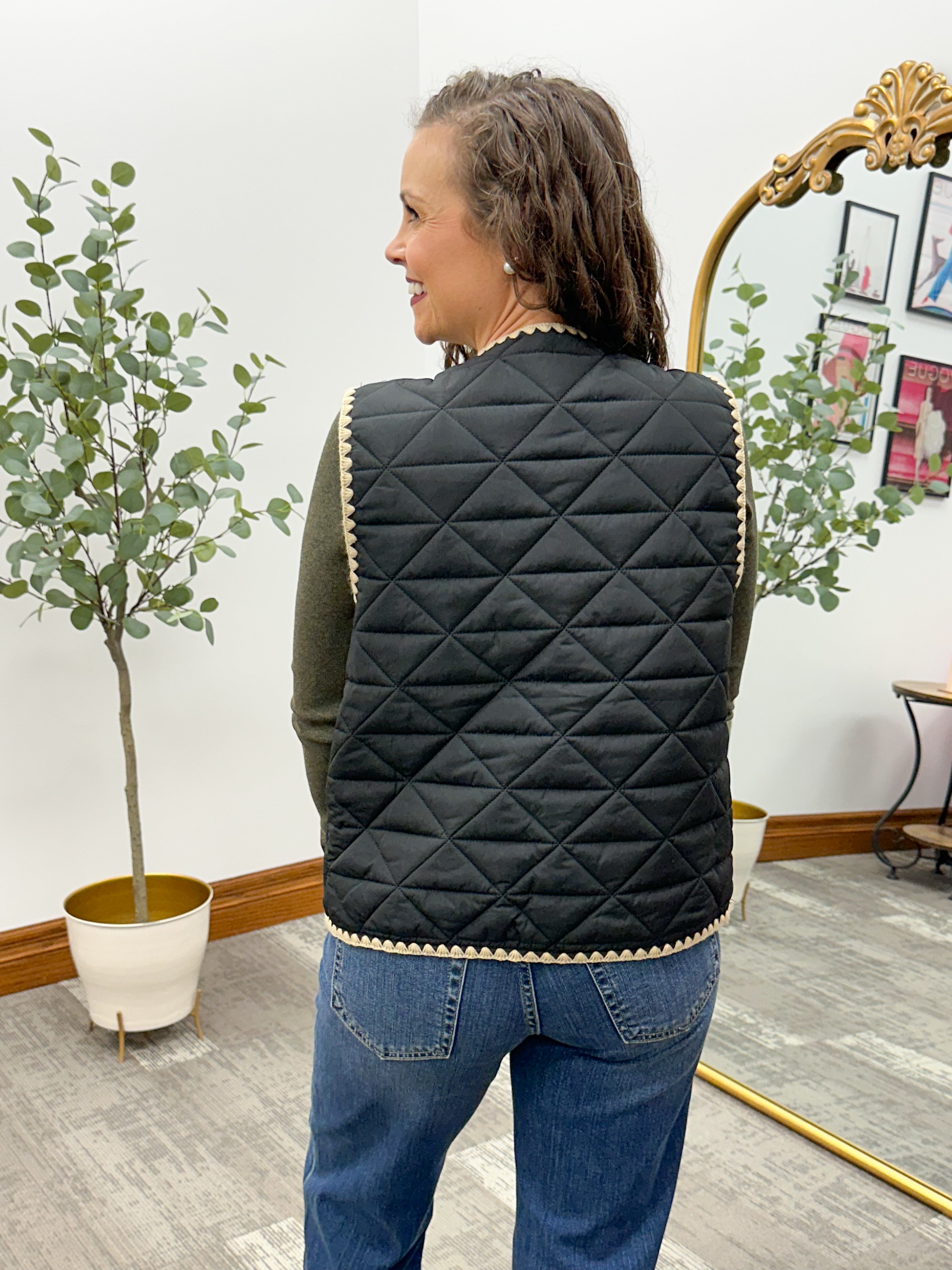 Alahna Black Quilted Vest