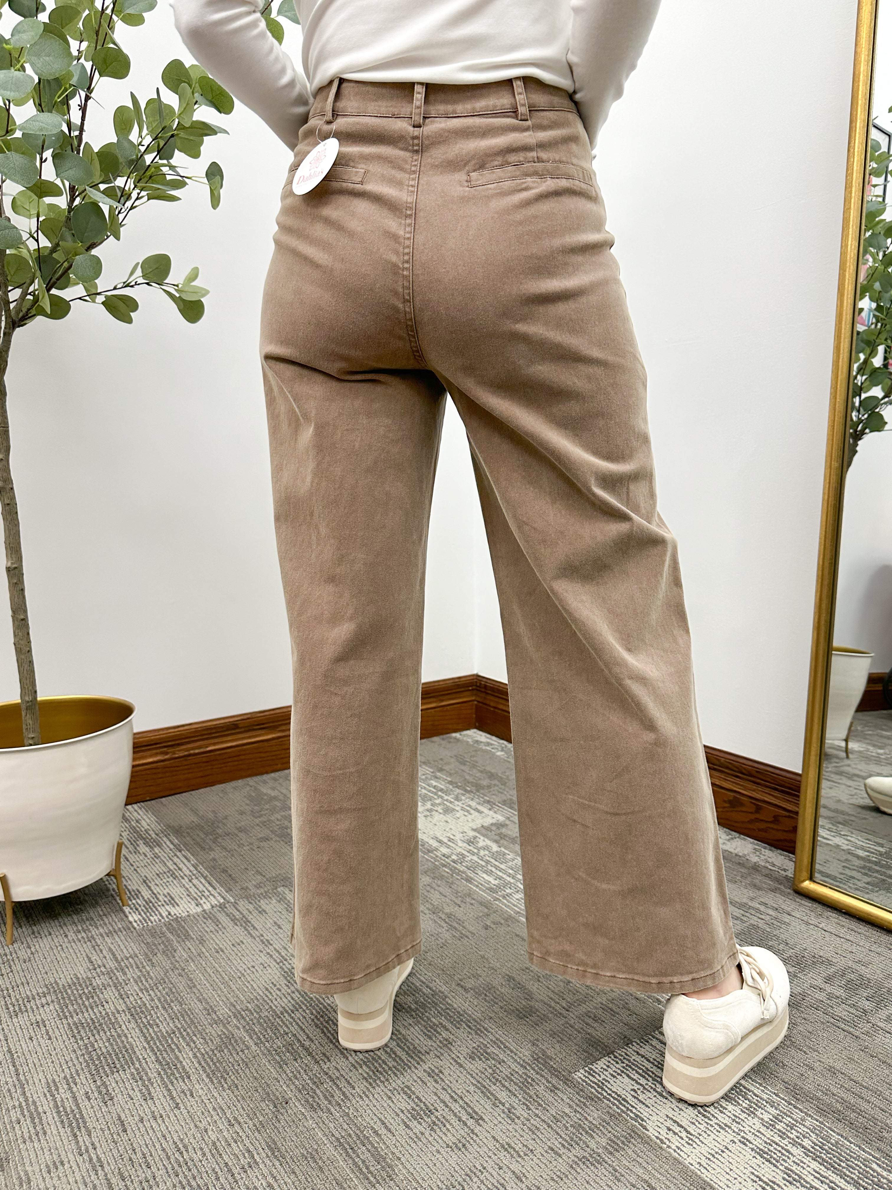 Brown Cropped Wide Leg Pants