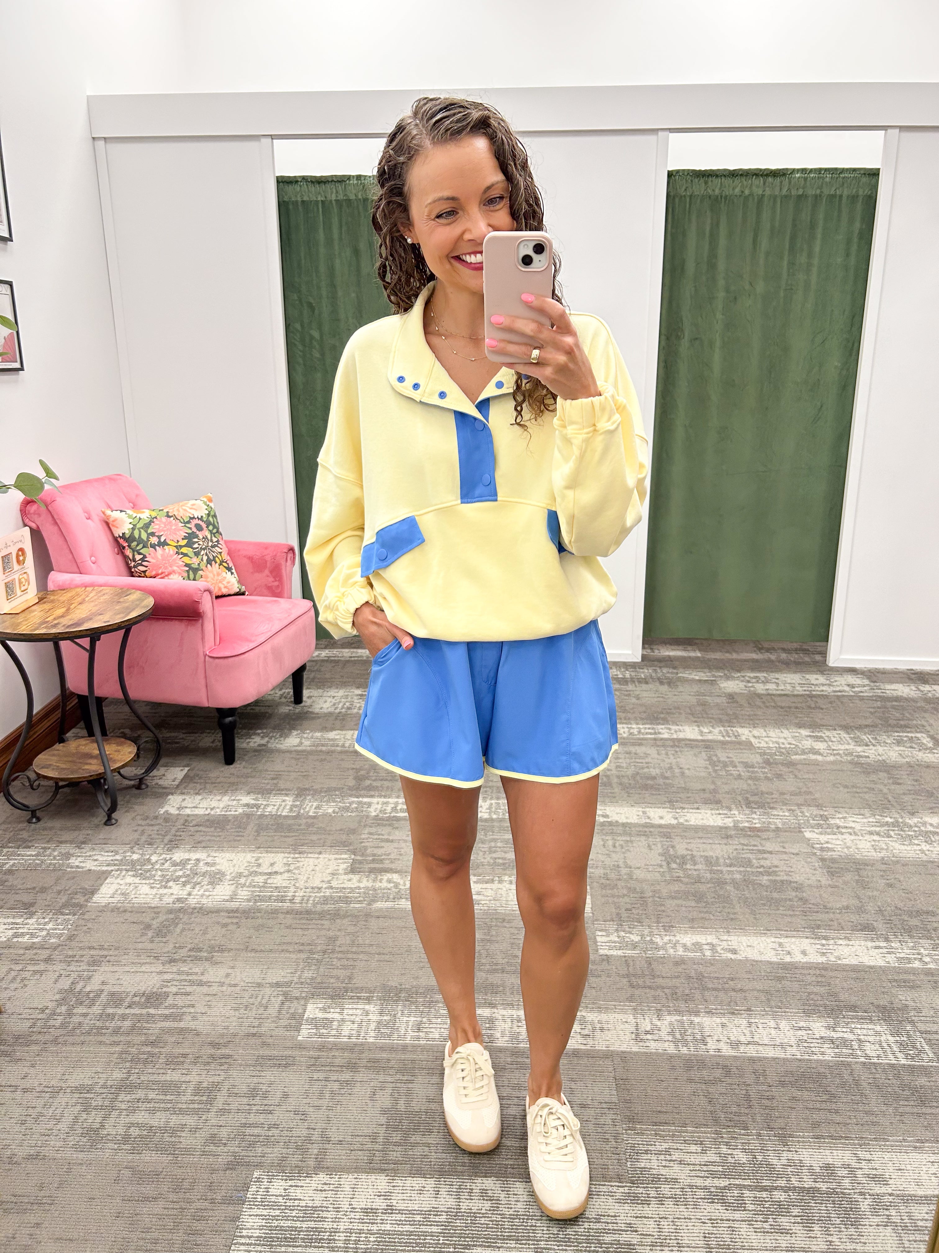 Butter Yellow & Blue Matching Athleisure Set