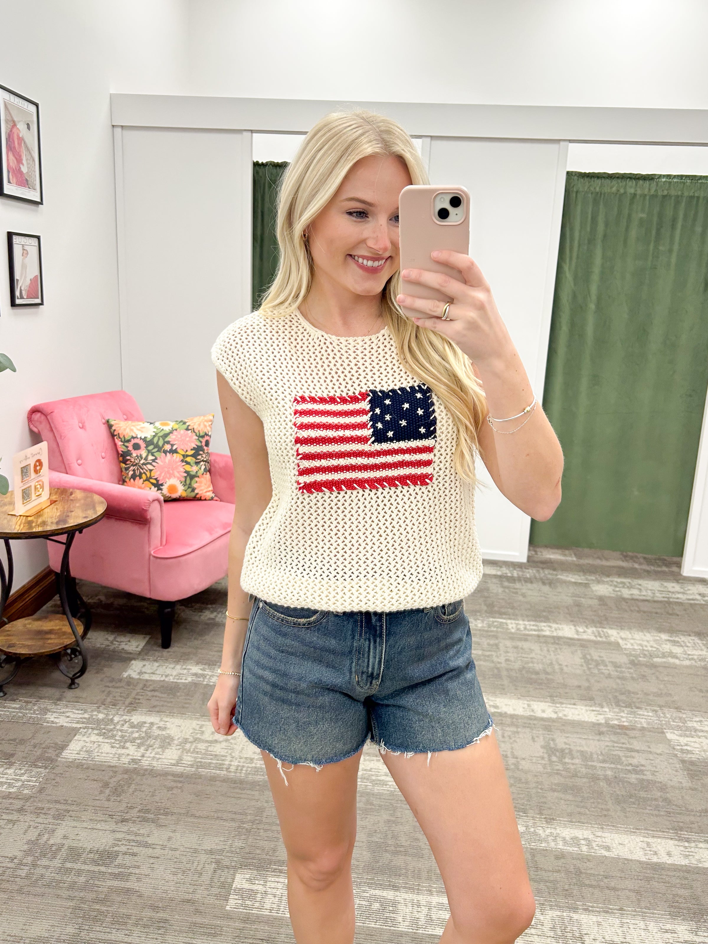American Flag Sleeveless Sweater