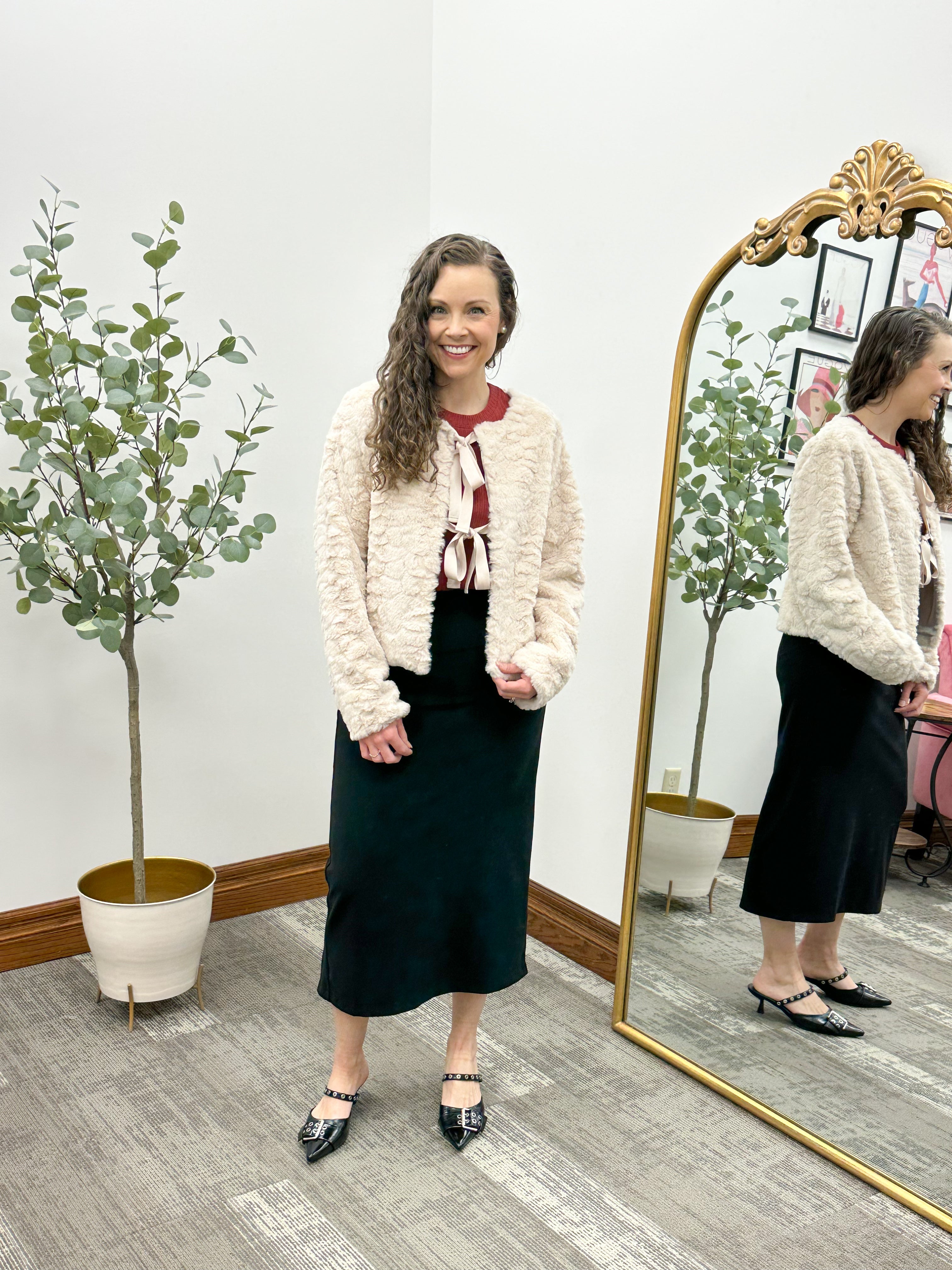 Velvet Tie Fur Jacket