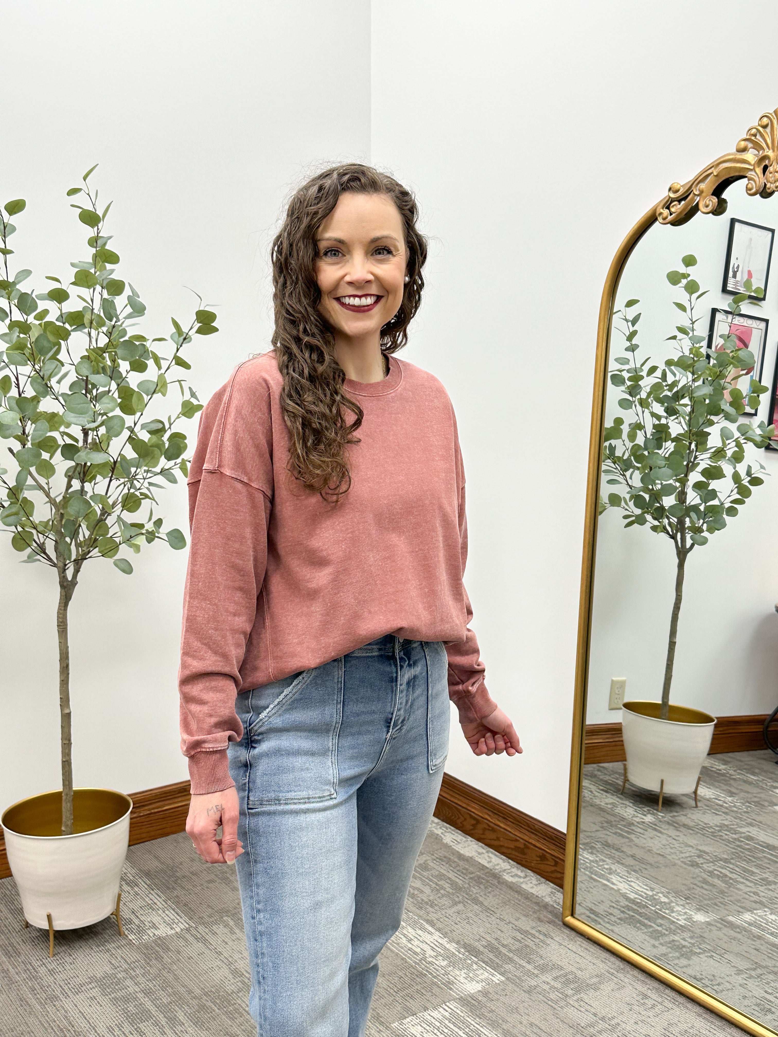 Acid Wash Crew Neck Sweatshirt