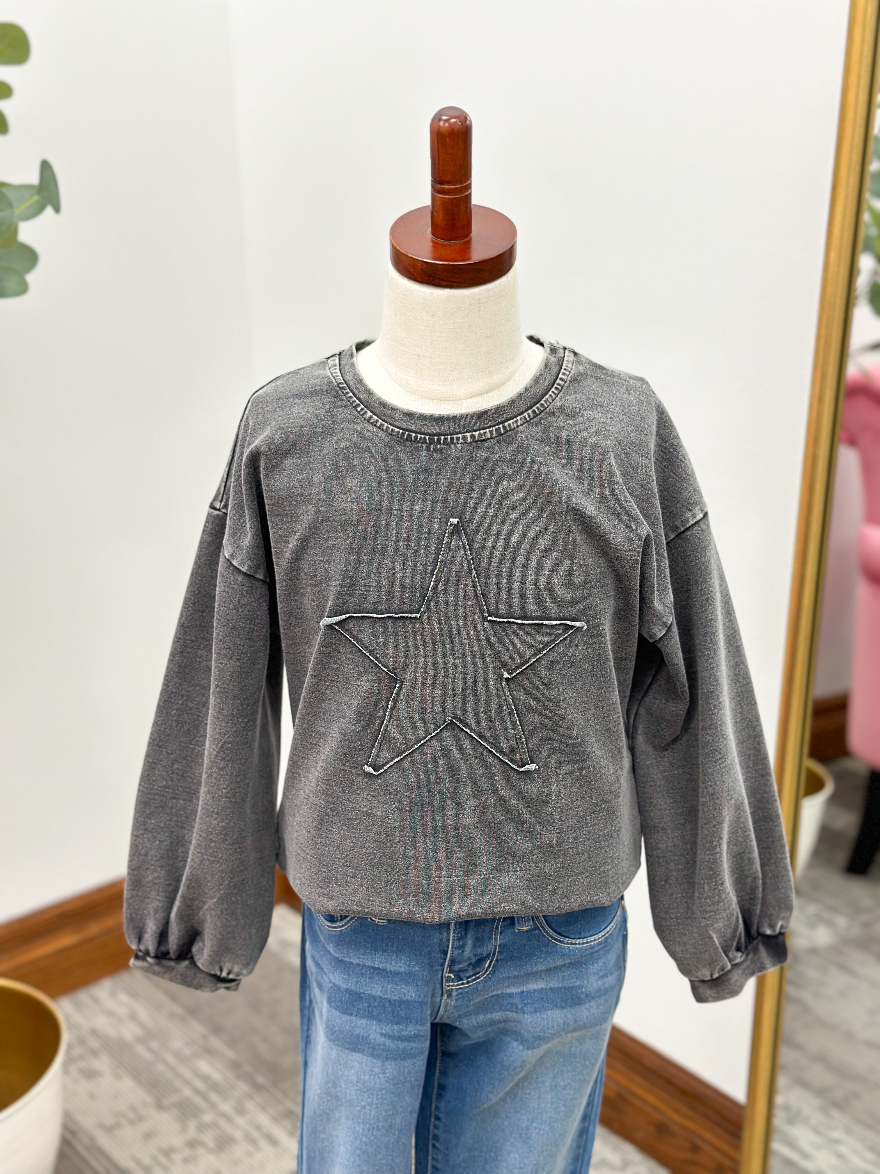 Girls Washed Star Top