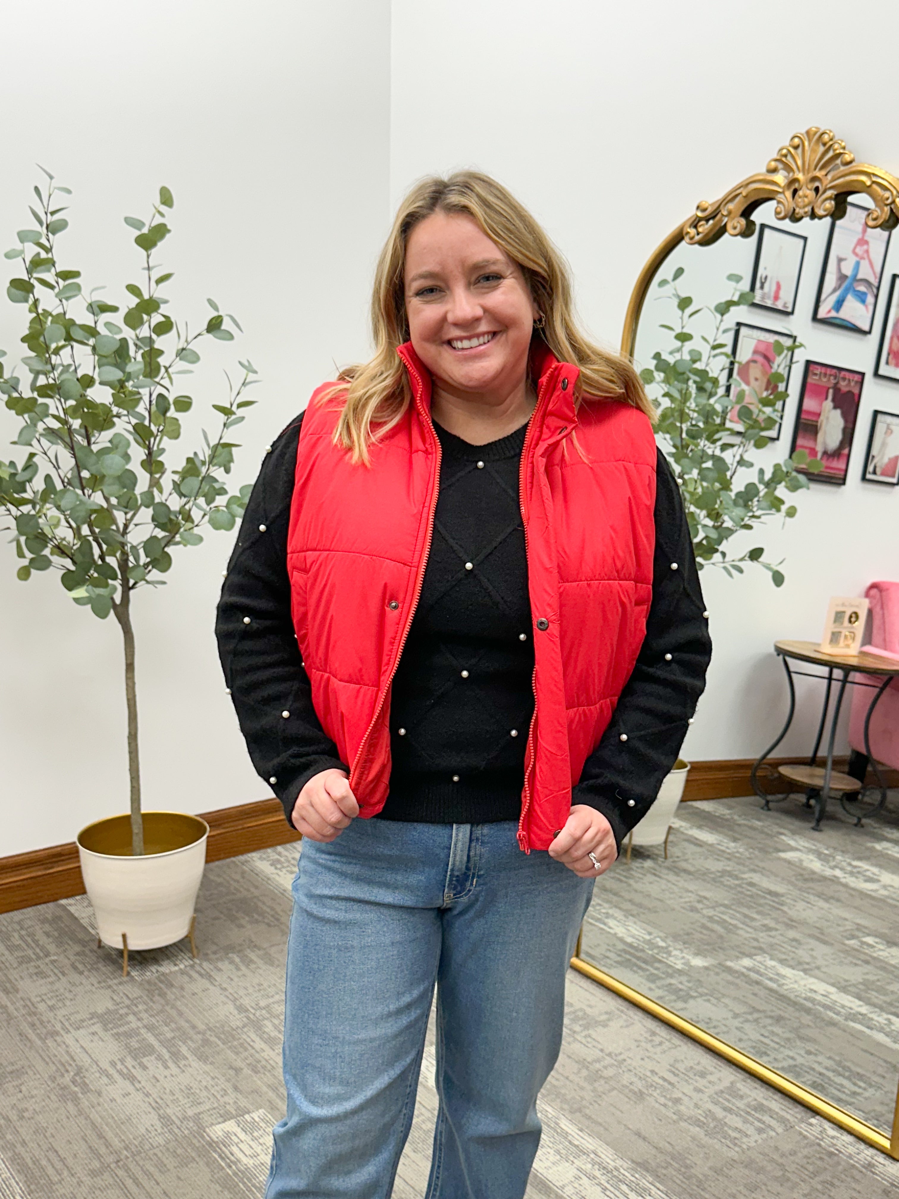 Black Cable Knit Pearl Embellished Sweater