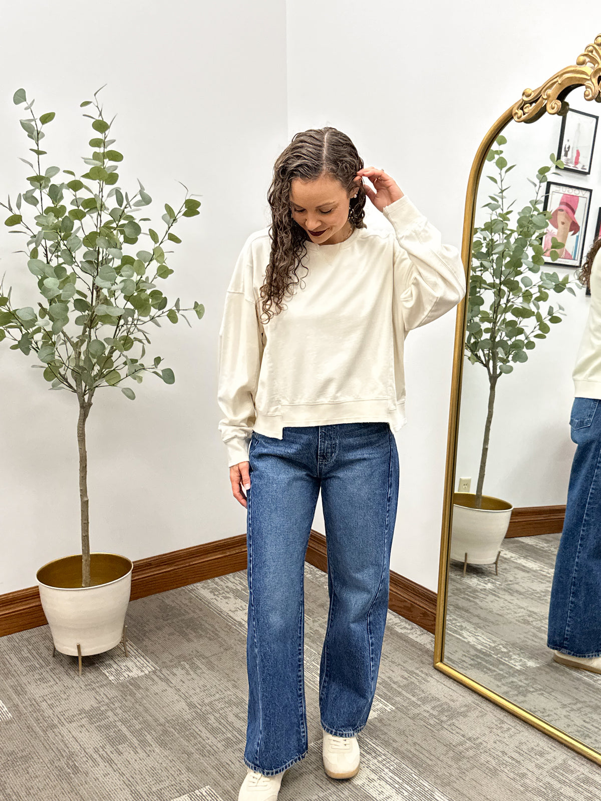 Washed Terry Seam Detail Sweatshirt