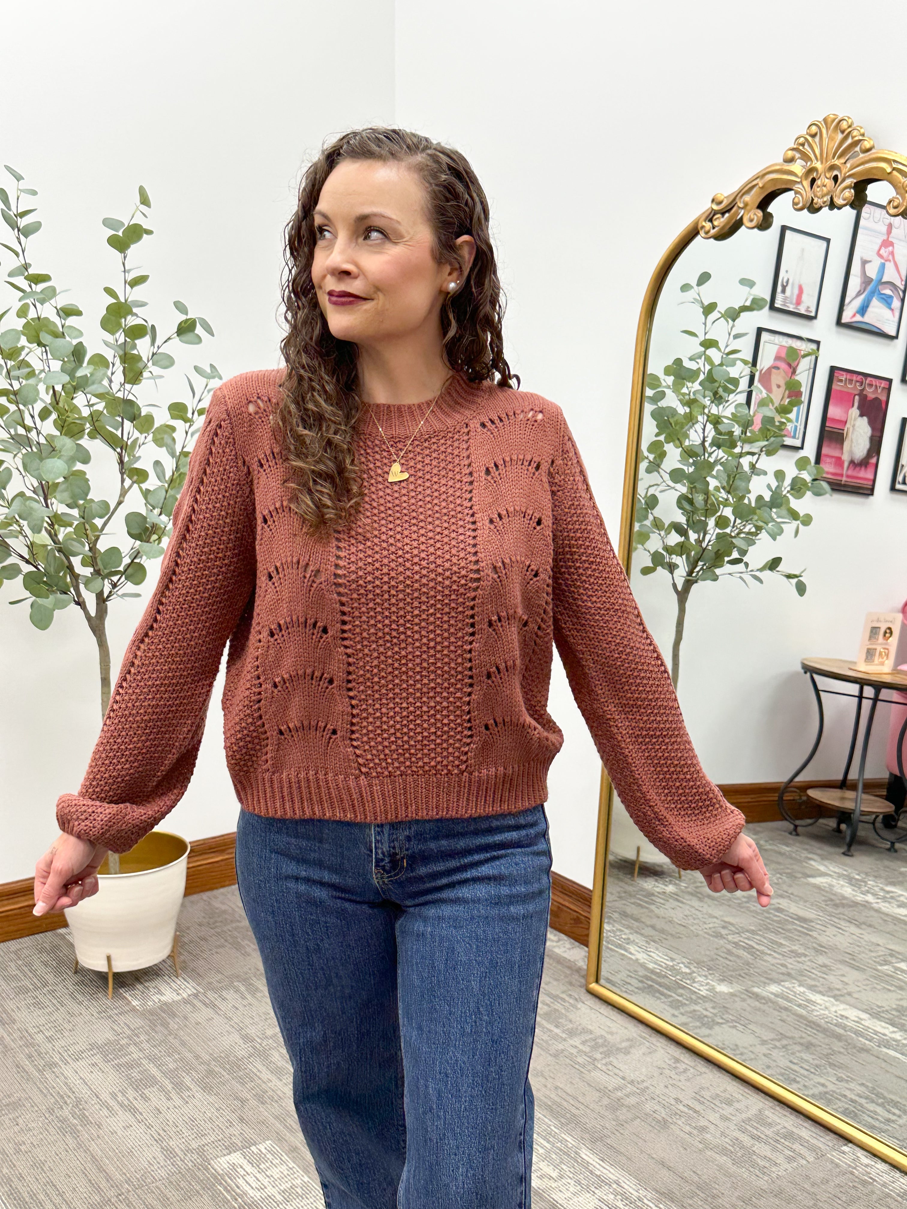 Dark Mauve Crochet Sweater
