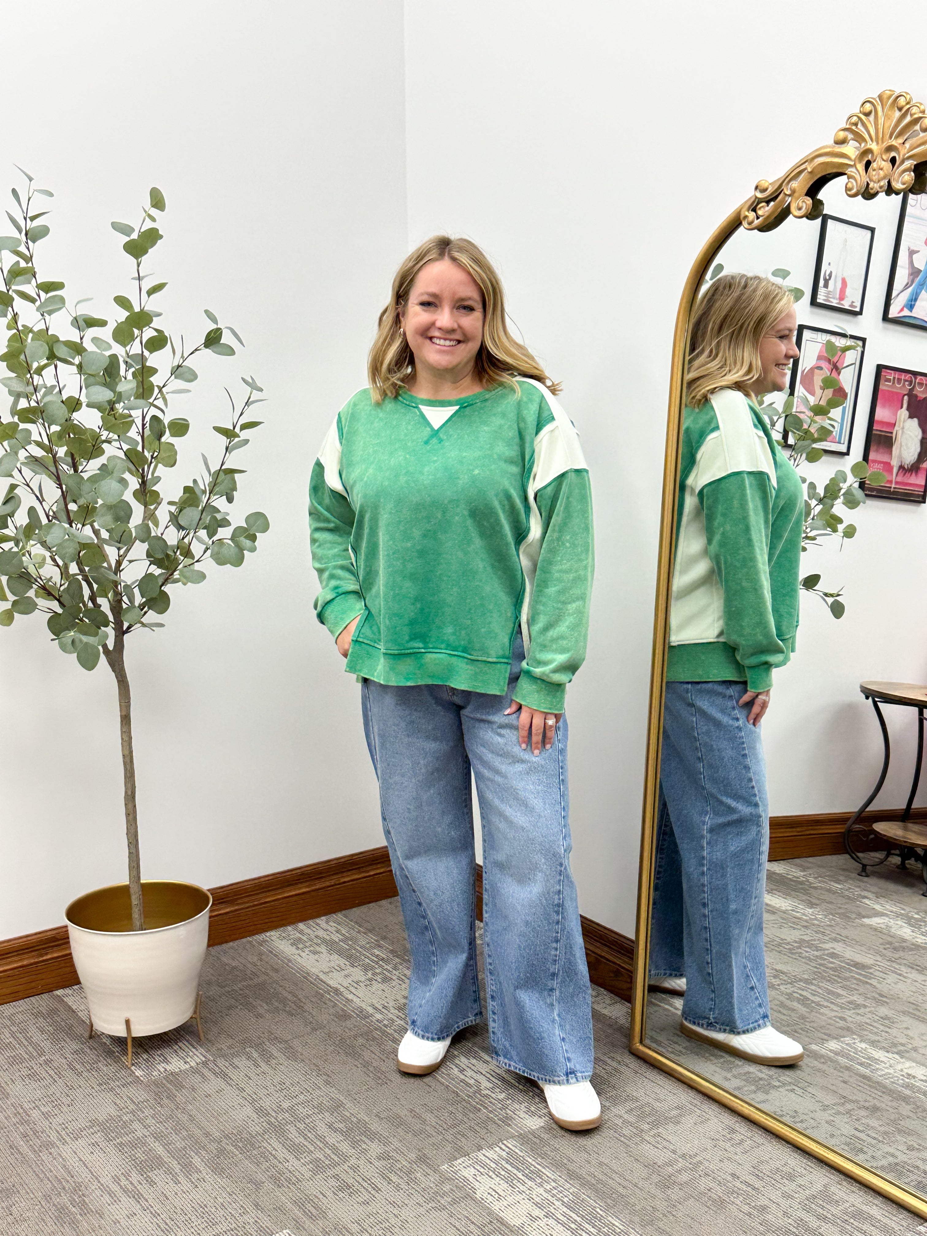 Oversized Green Terry Sweatshirt