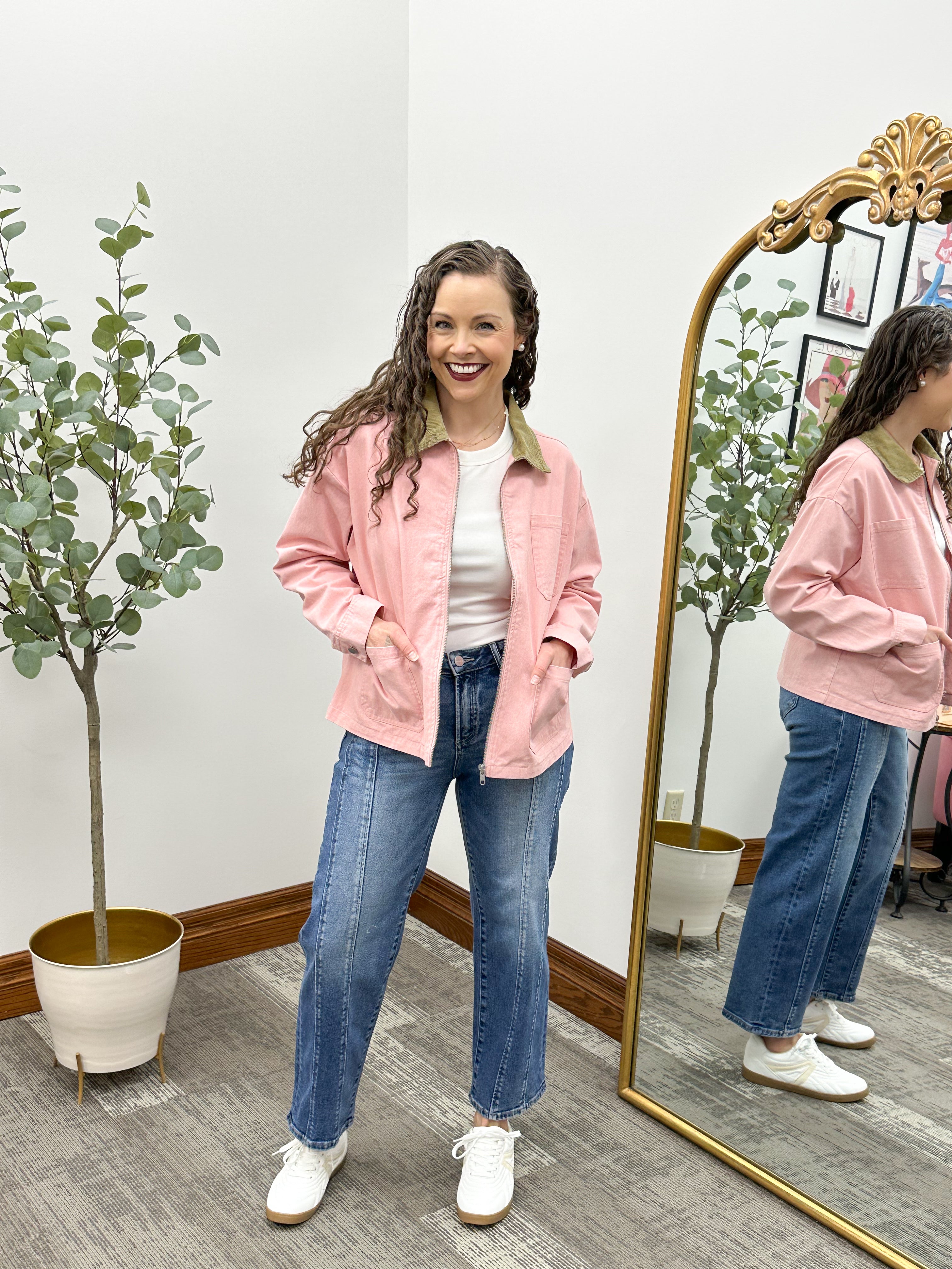Pink Denim Barn Jacket