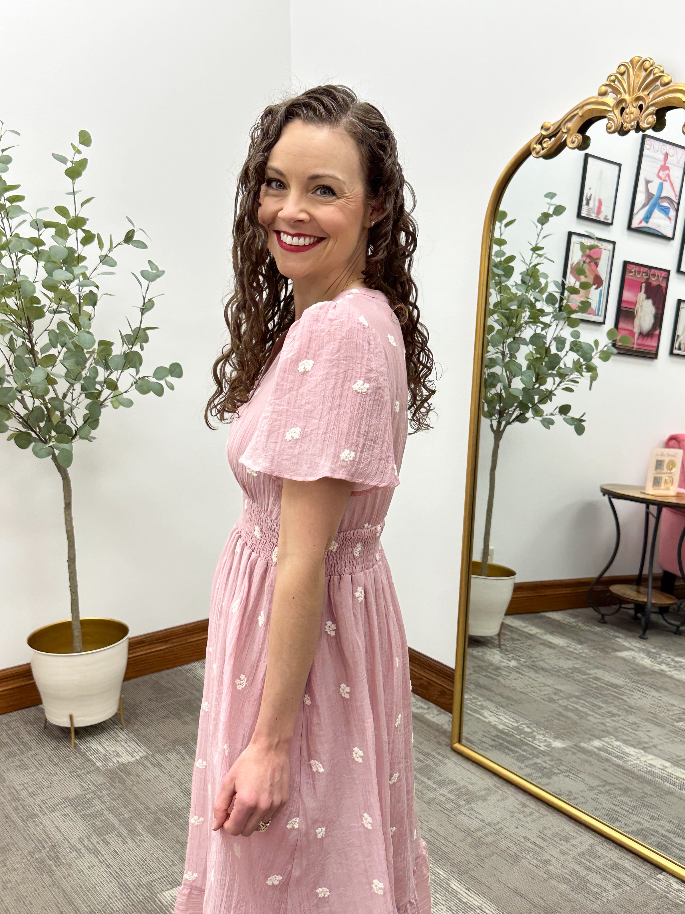 Mauve Floral Embroidered Maxi Dress