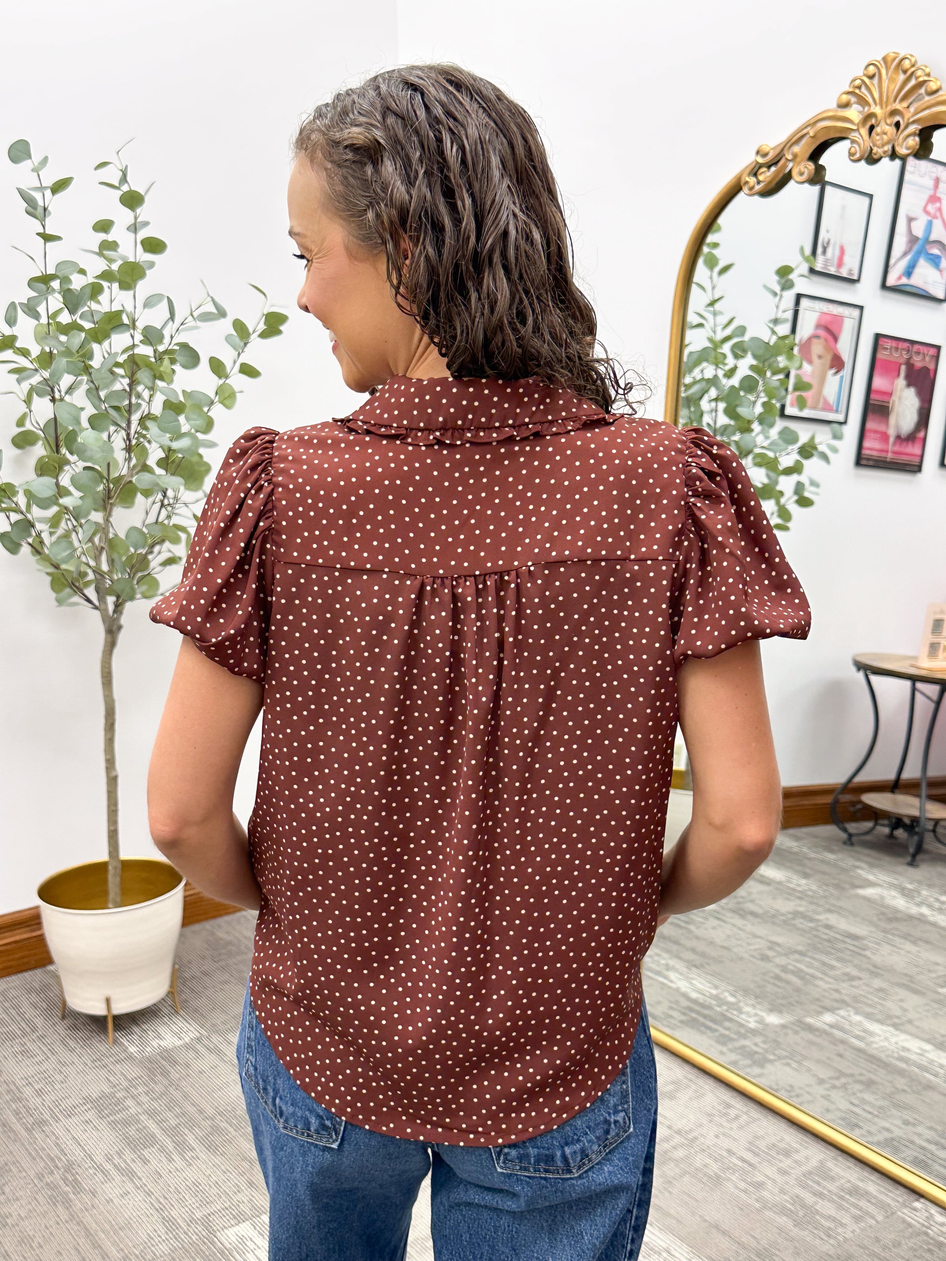 Polka Dot Peter Pan Collar Blouse