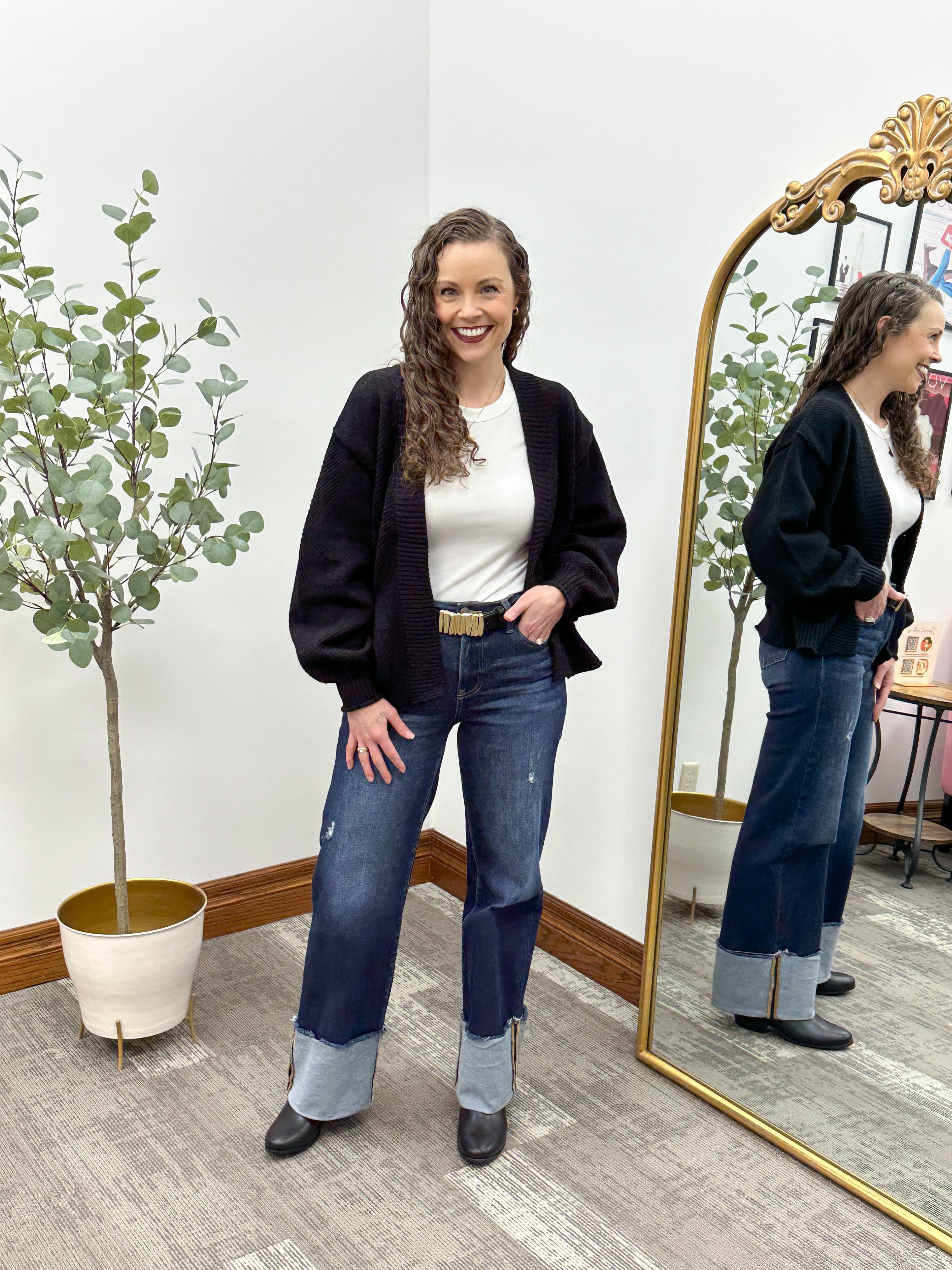 Waffle Knit Front Pocket Cardigan