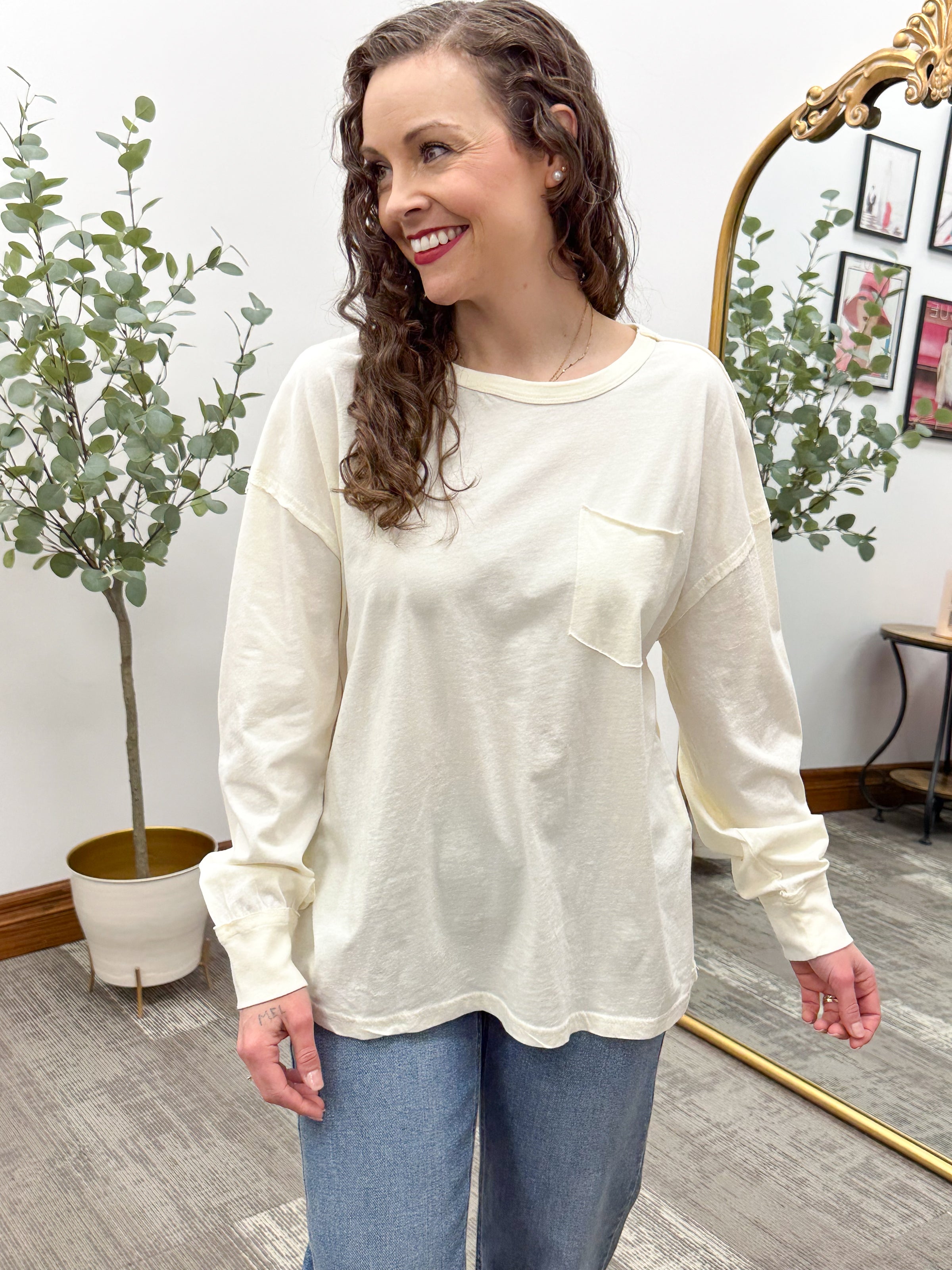 Oversized Basic Long Sleeve Shirt