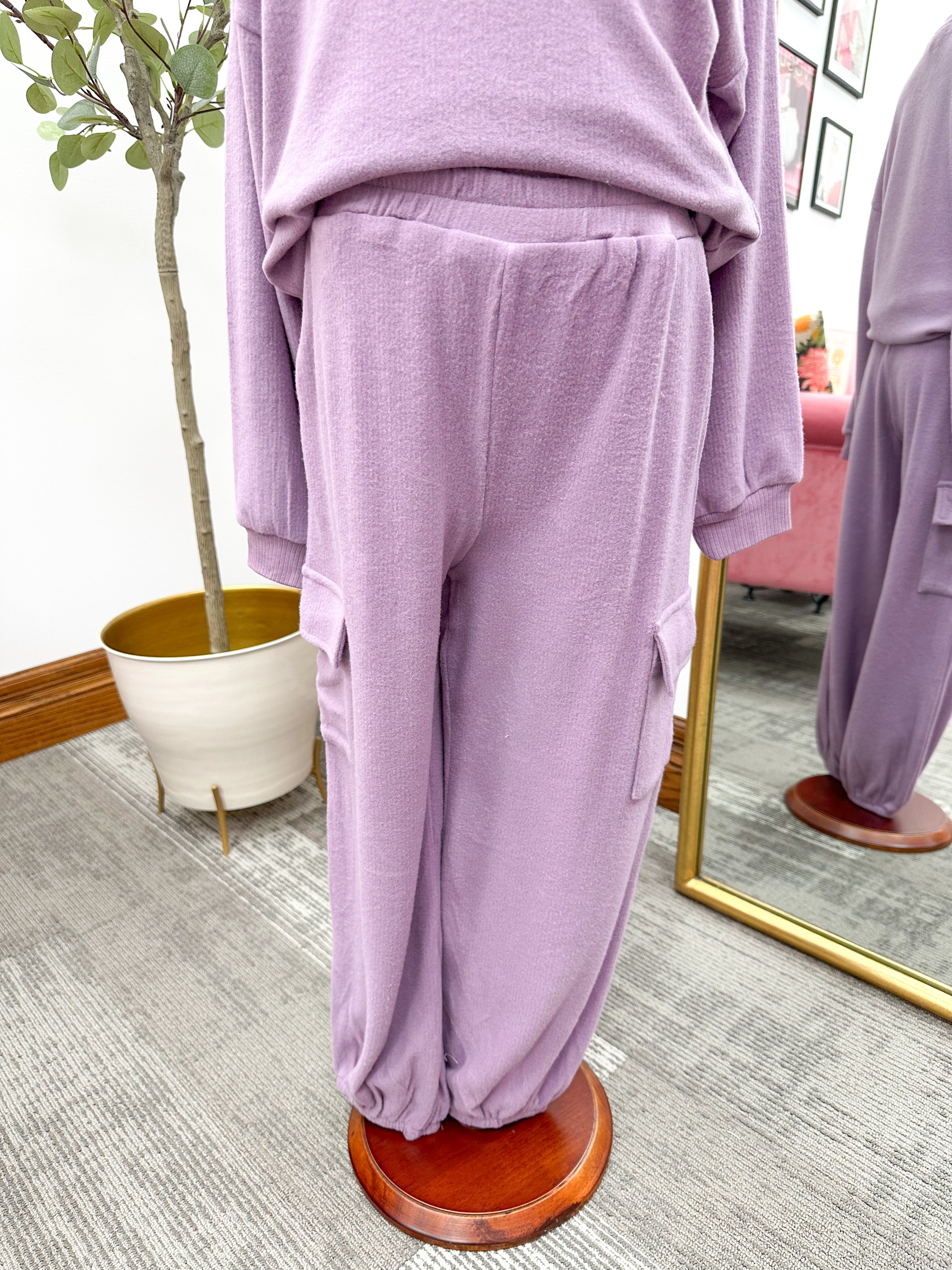 Girls Lavender Cargo Joggers